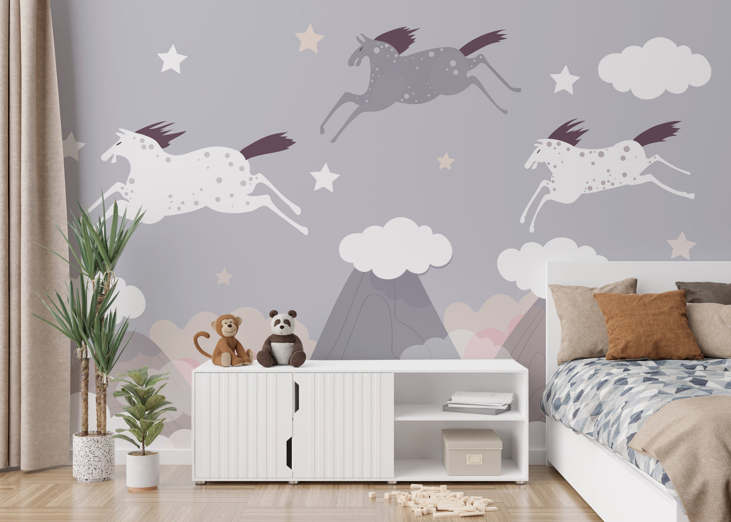 Clouds and Flying Horses Wallpaper Murals - Giffywalls