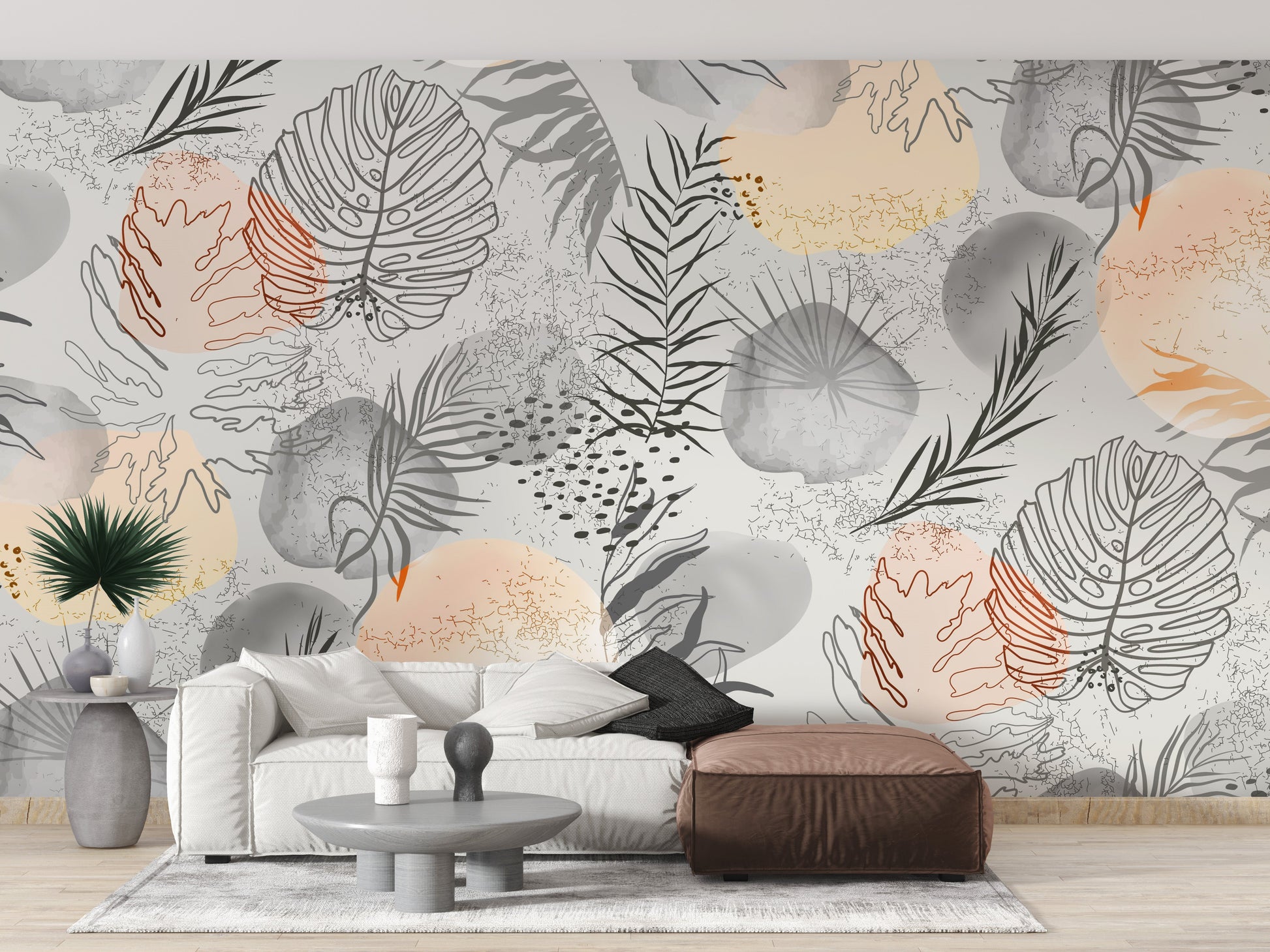 Palm tropical leaves wallpaper Mural - Giffywalls