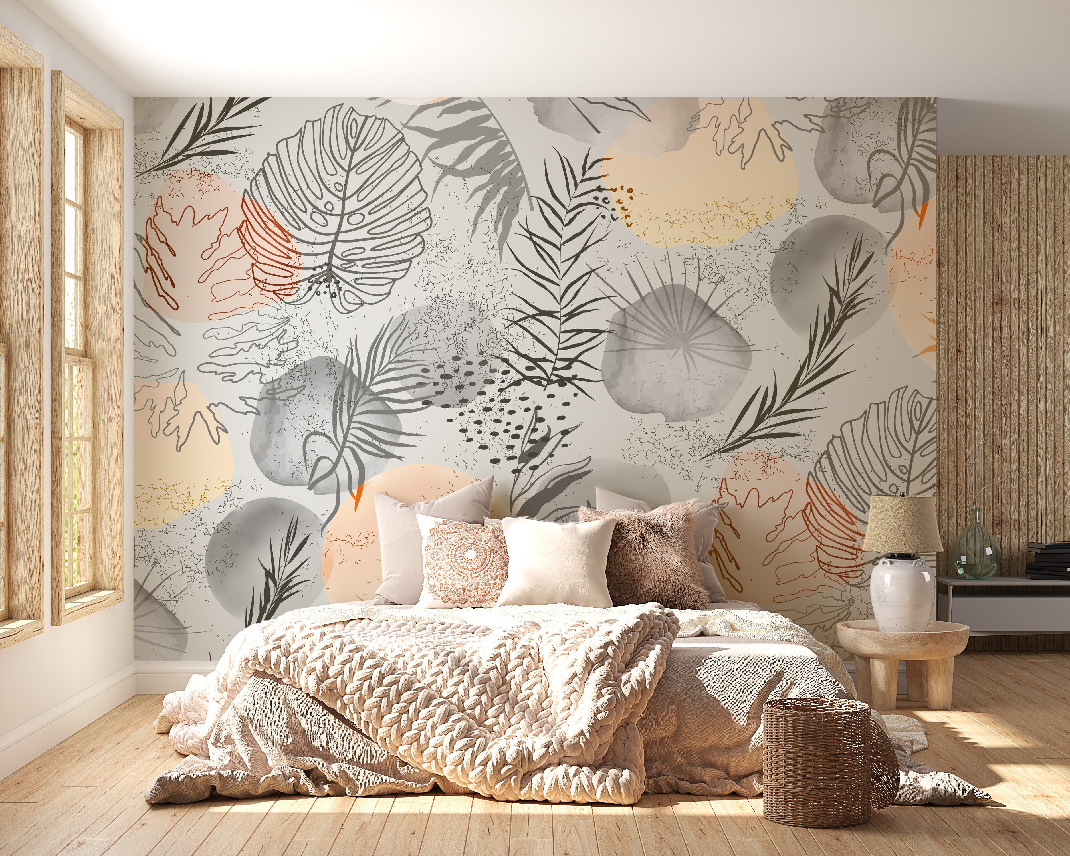 Palm tropical leaves wallpaper Mural - Giffywalls