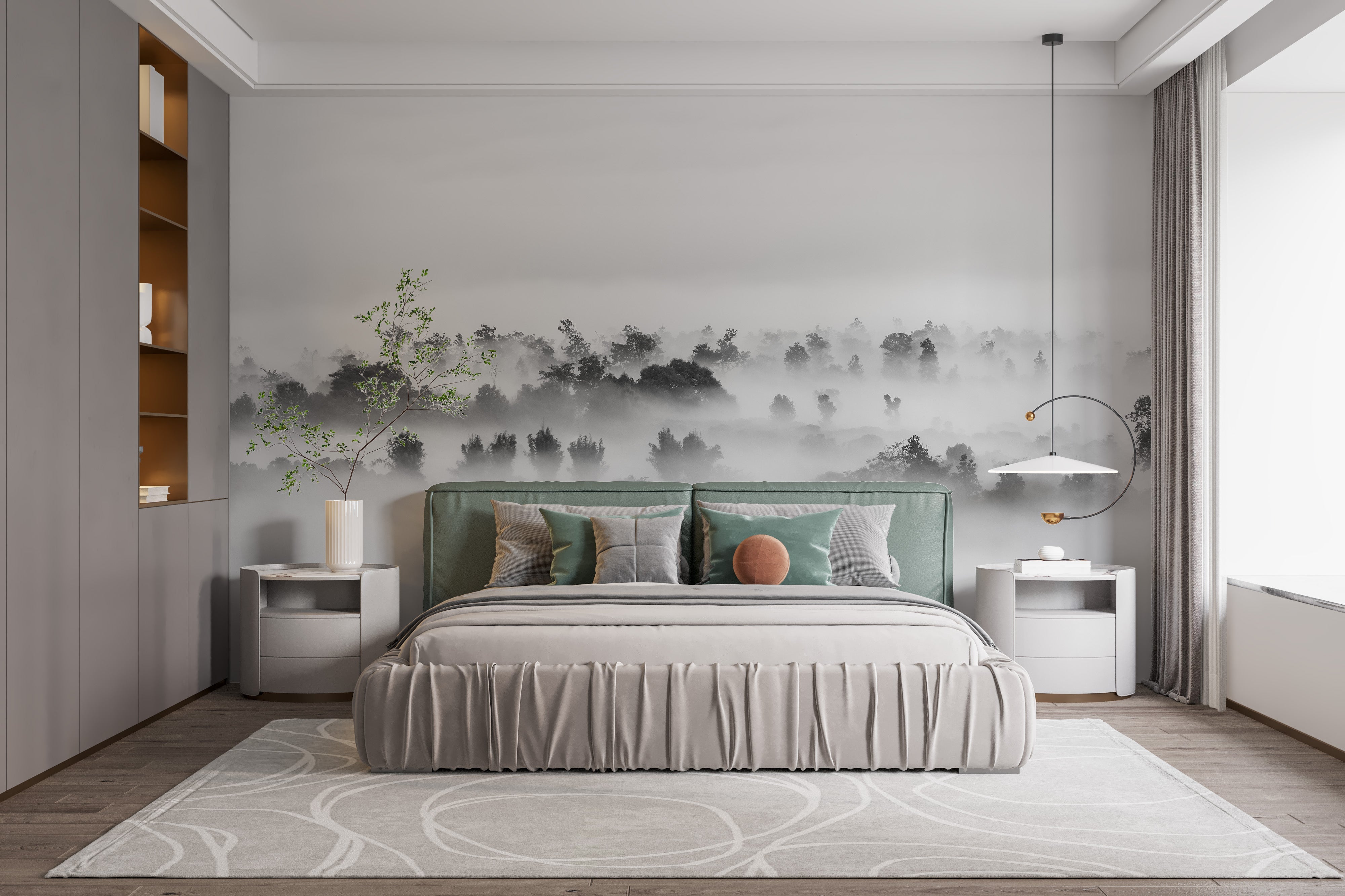 Black and white Clouds over Forest Wallpaper Mural - Giffywalls