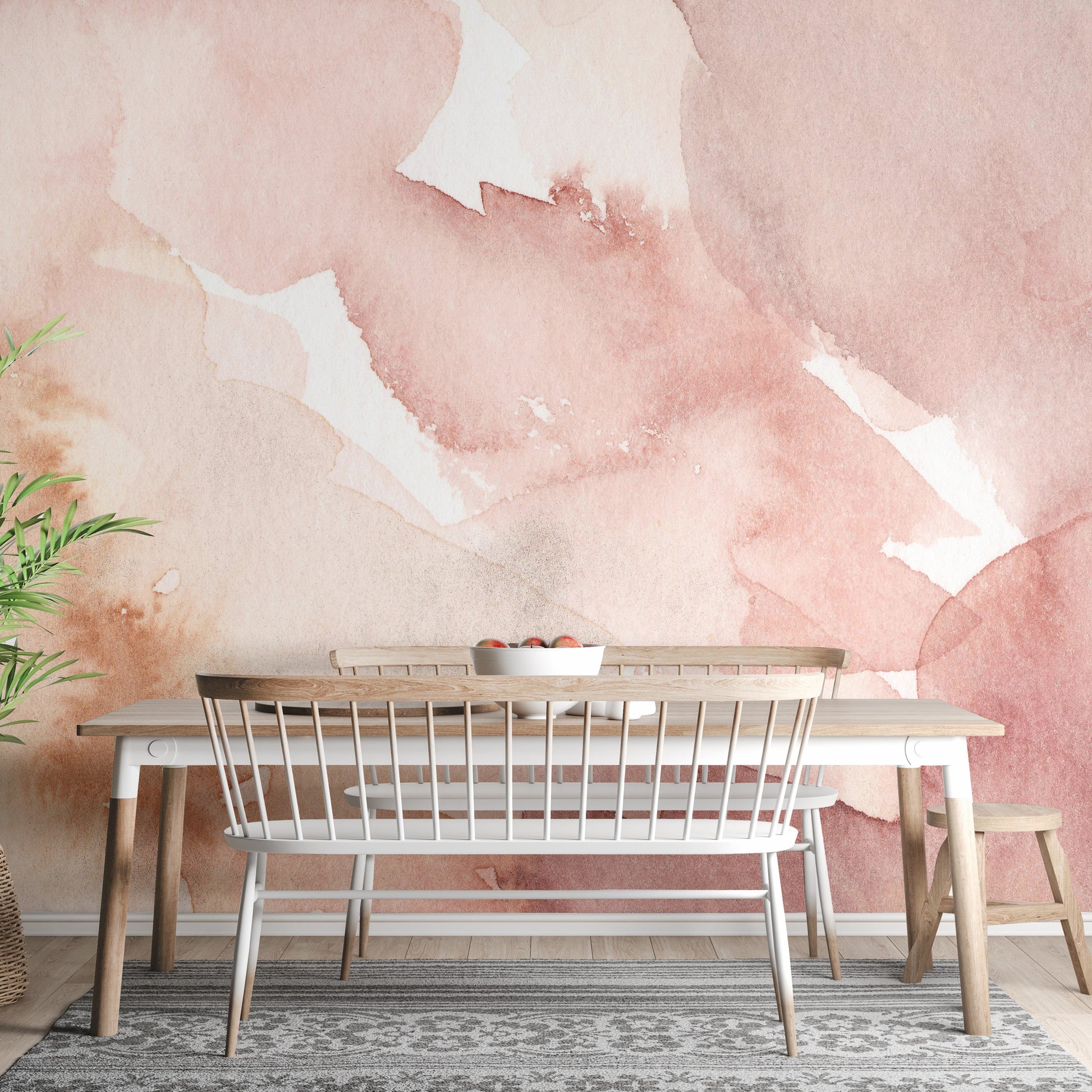 Artistic soft pink abstract wallpaper for stylish interiors.