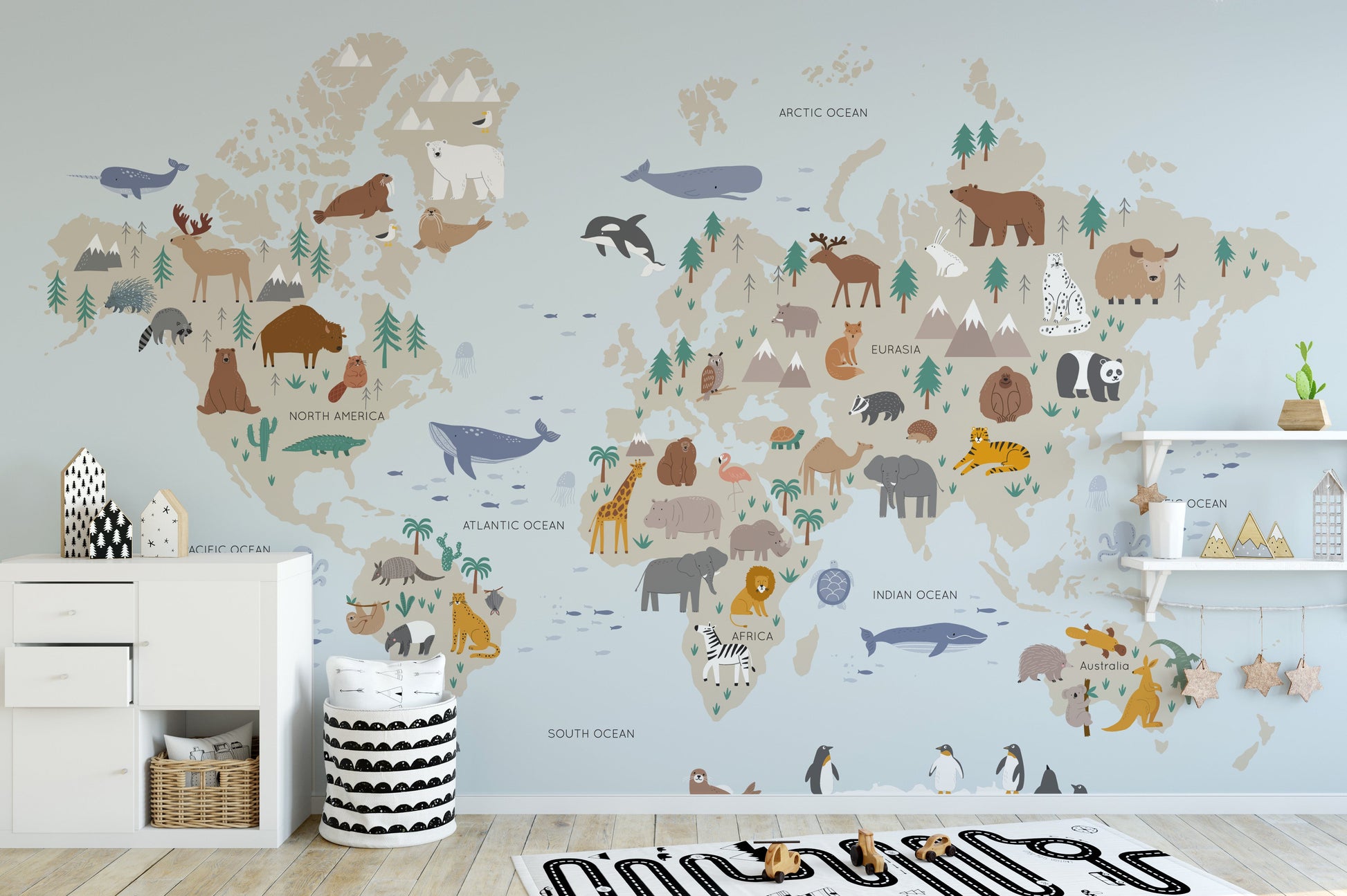 Animals Safari Kids Map Wallpaper - Giffywalls