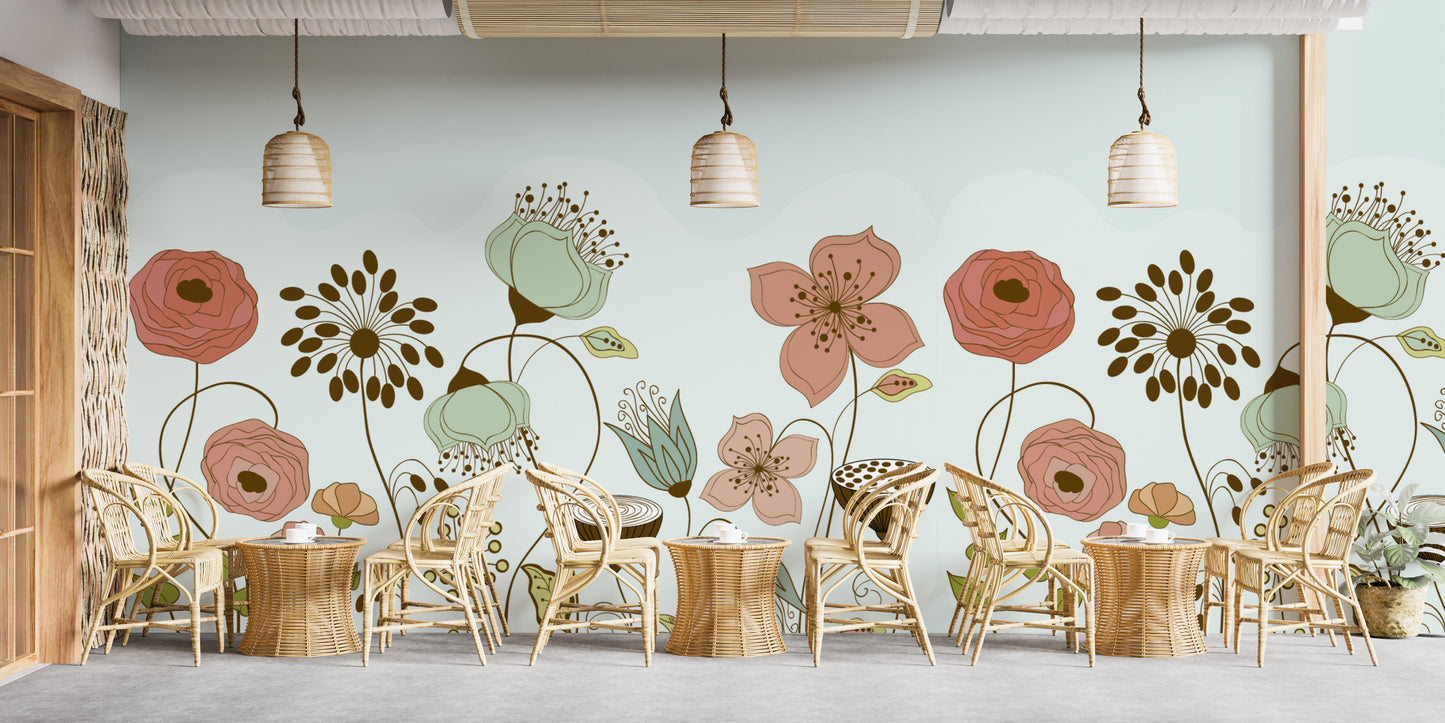 Abstract Flower Wallpaper Mural - Giffywalls