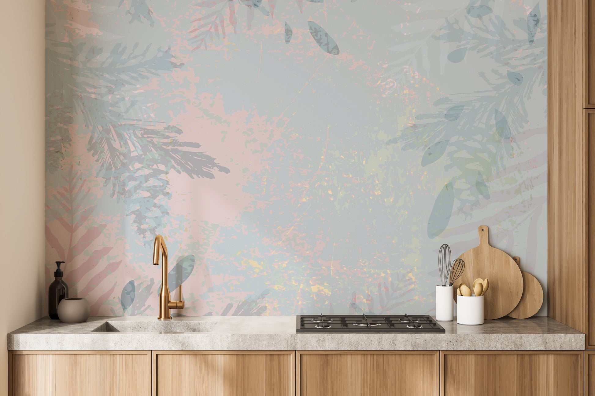 Abstract Botanical Wallpaper Mural - Giffywalls