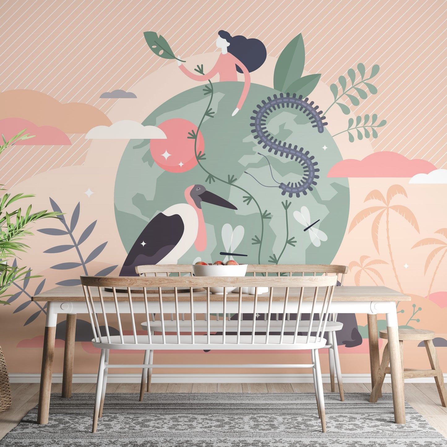 Wildlife Over Earth Wallpaper Mural - Giffywalls