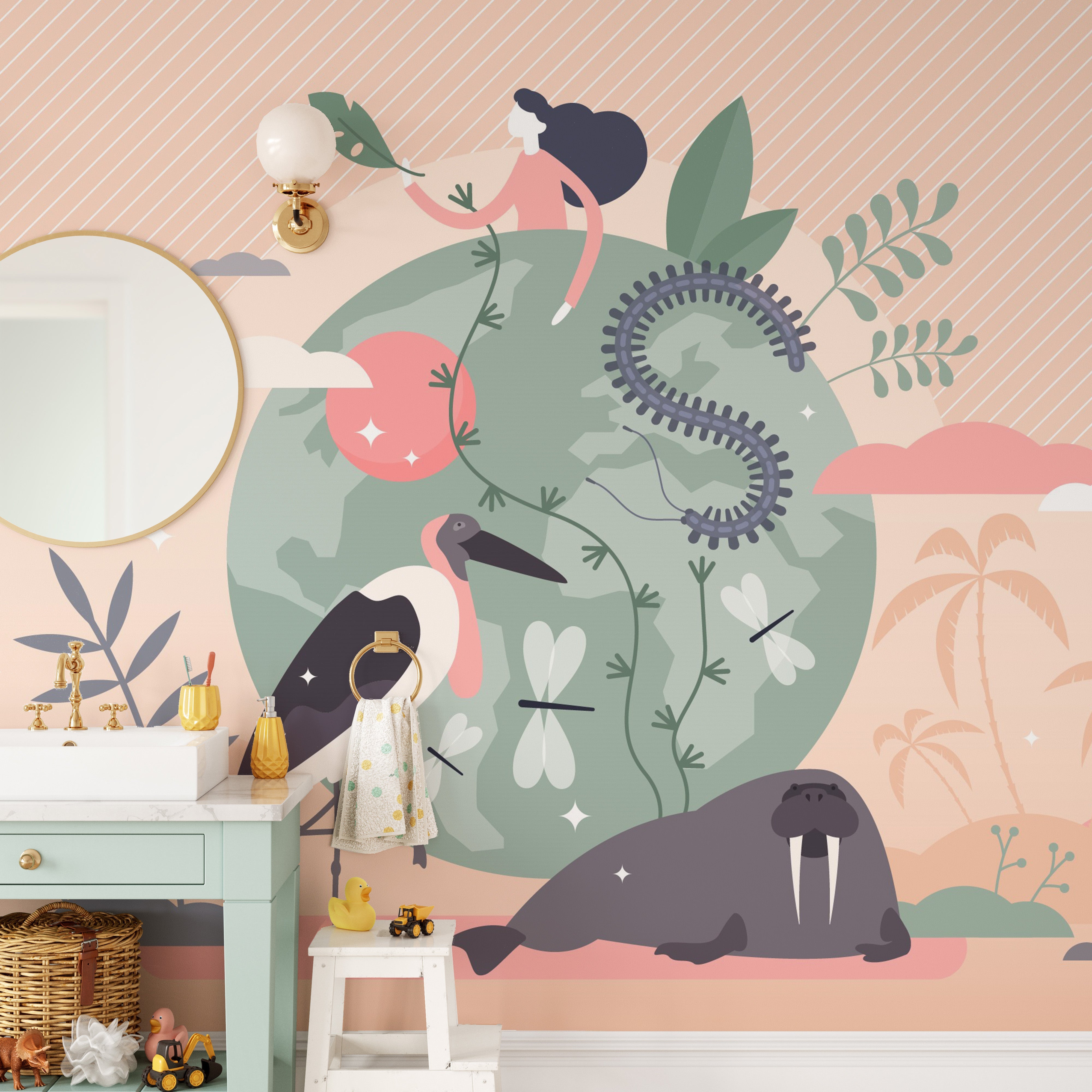 Wildlife Over Earth Wallpaper Mural - Giffywalls