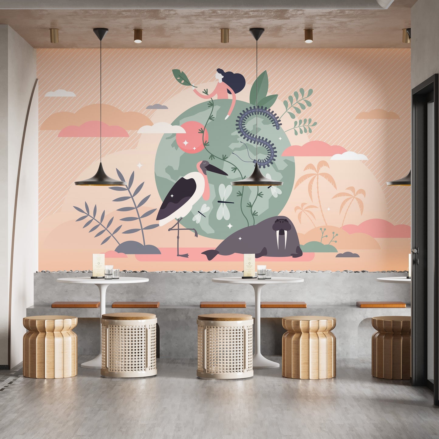 Wildlife-themed Earth wallpaper mural