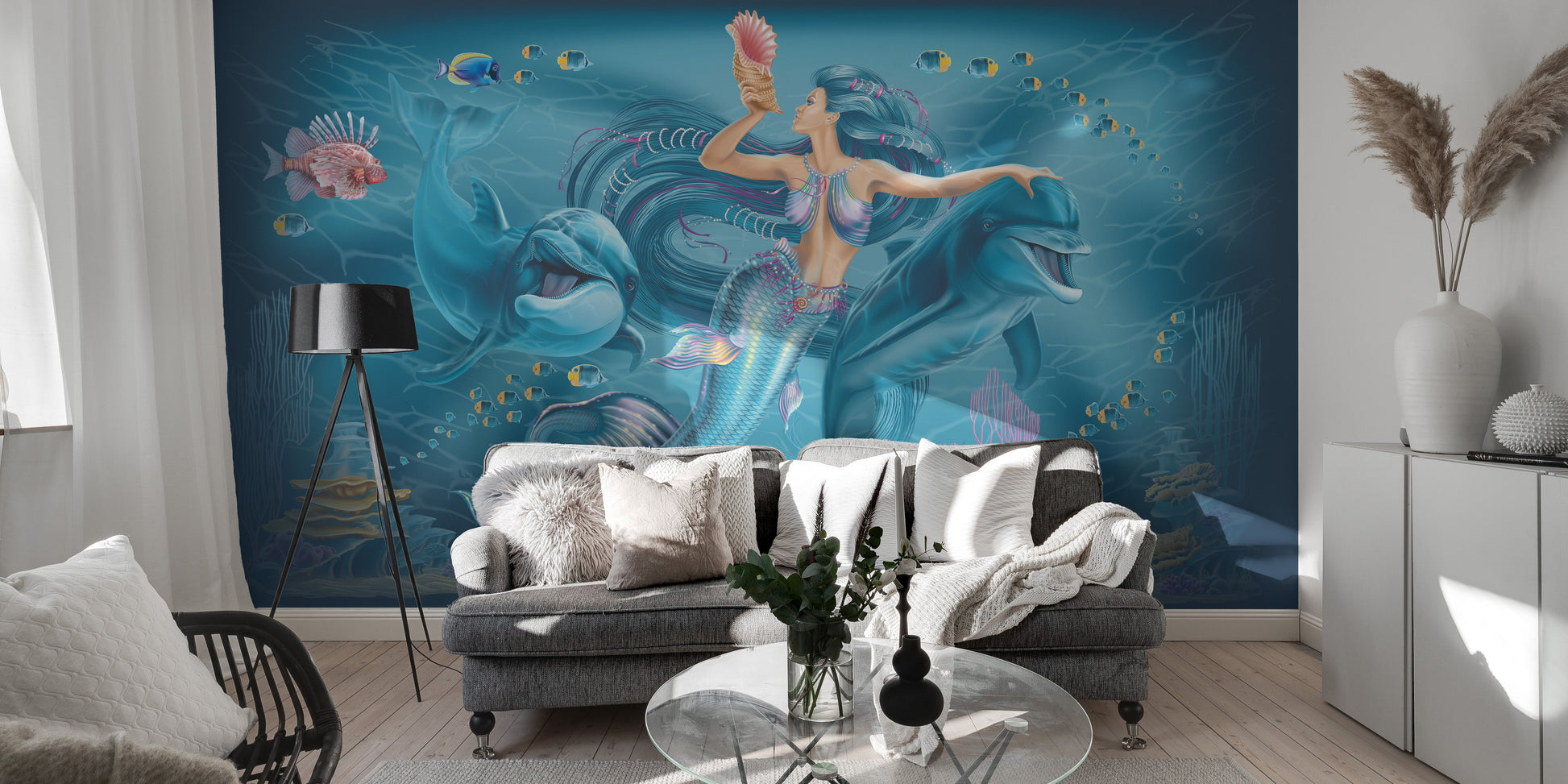 Blue Underwater Mermaid Wallpaper - Giffywalls