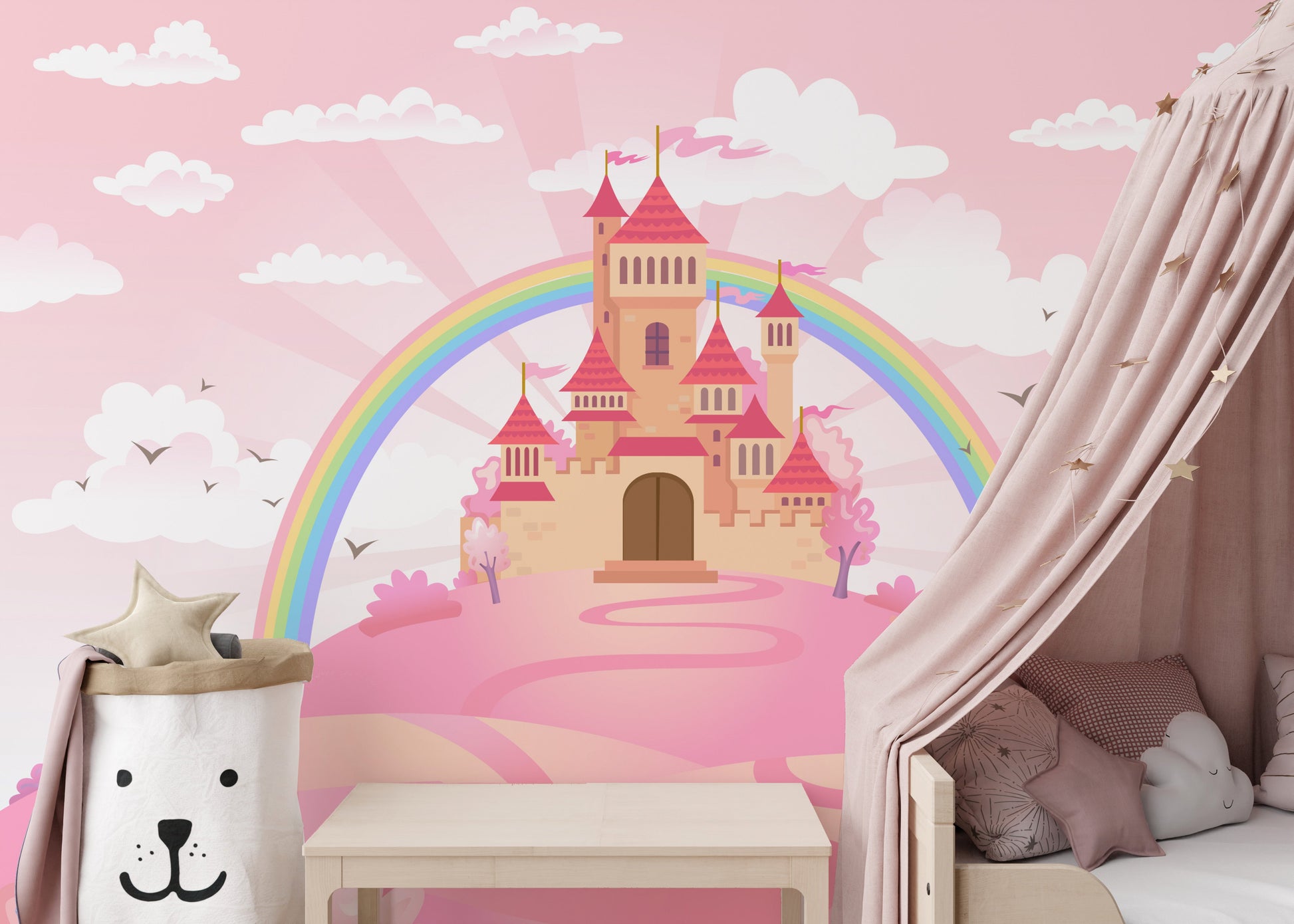 Pink Princess Castle wallpapers Mural - Giffywalls