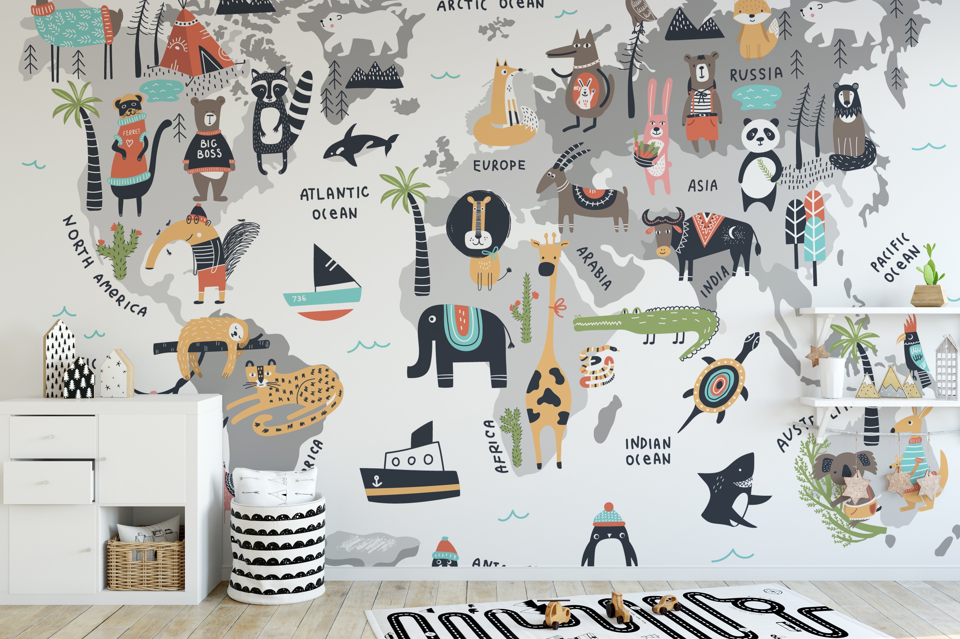 Beautiful Animal World Map Wallpaper - Giffywalls