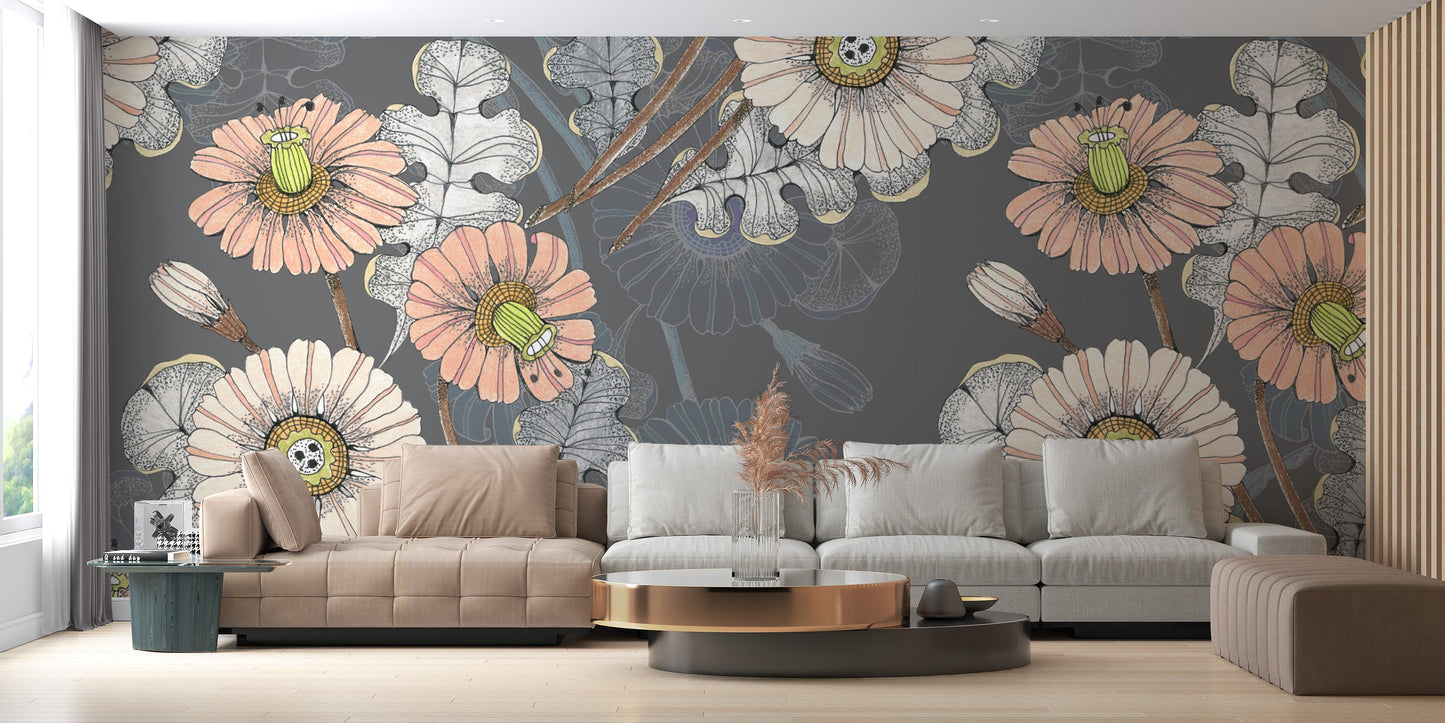 Sketch Flower Wallpapers Murals - Giffywalls