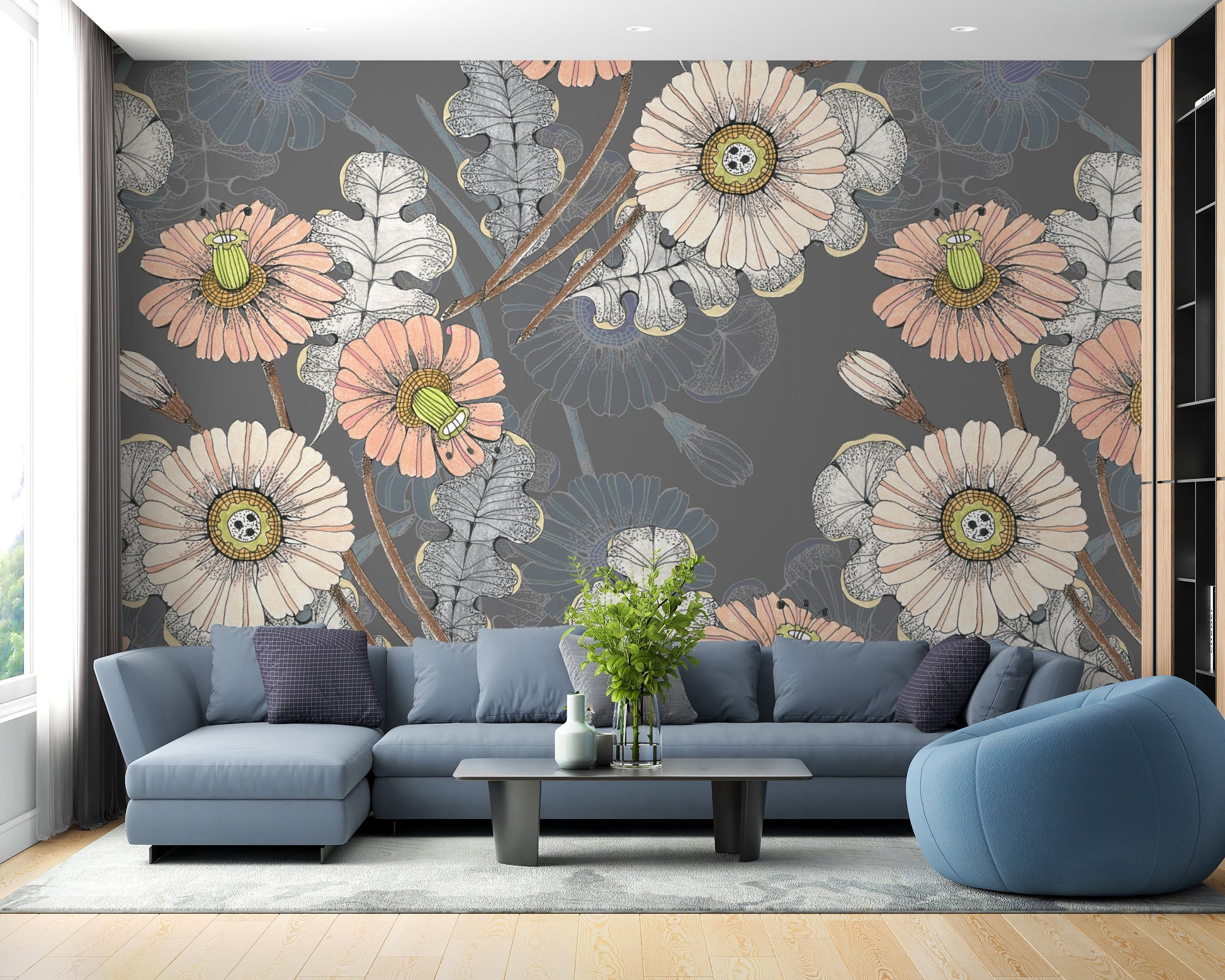 Sketch Flower Wallpapers Murals - Giffywalls