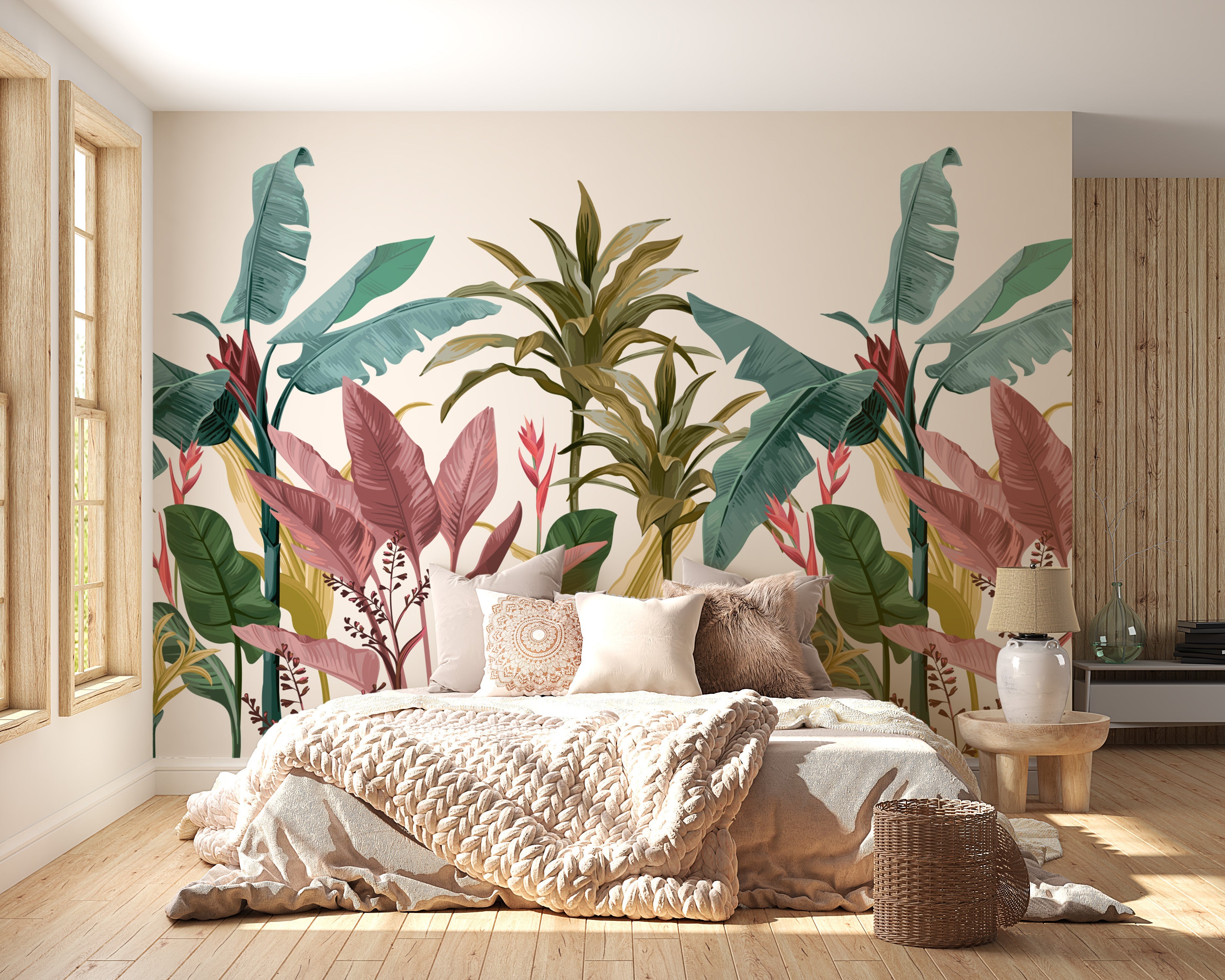 Beautiful Banana Leaves Wallpaper Mural - Giffywalls