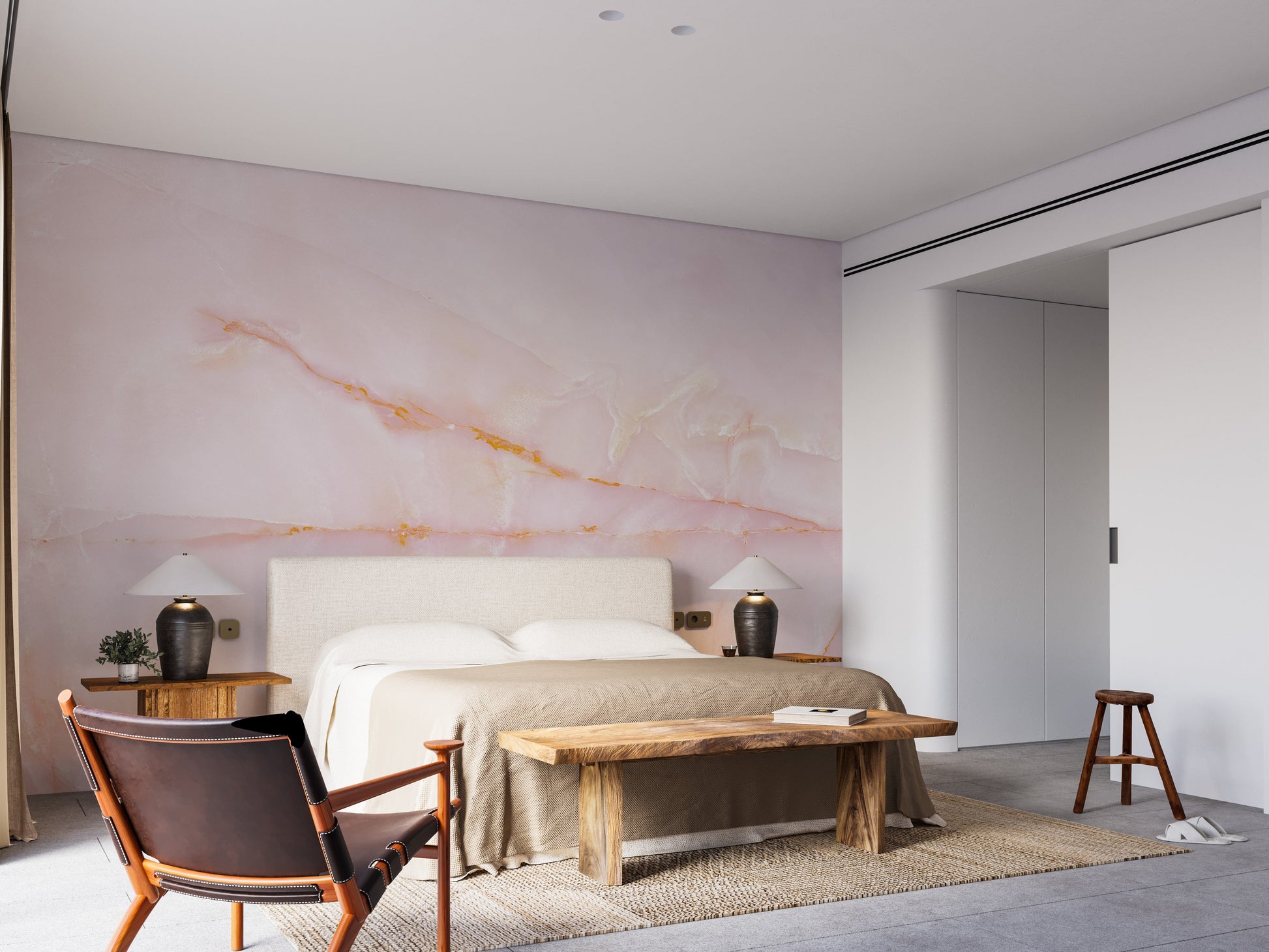 Natural Smooth Pink Onyx Marble Stone Wallpaper Murals - Giffywalls