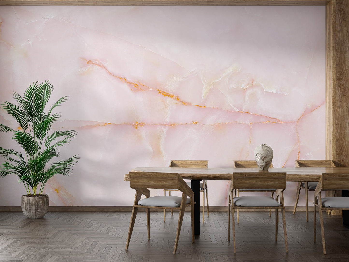 Natural Smooth Pink Onyx Marble Stone Wallpaper Murals - Giffywalls