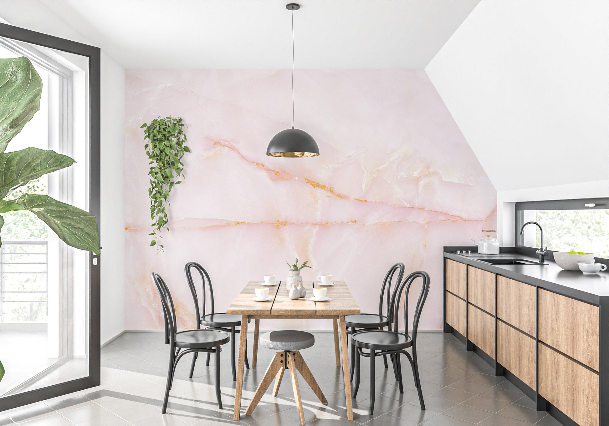 Natural Smooth Pink Onyx Marble Stone Wallpaper Murals - Giffywalls