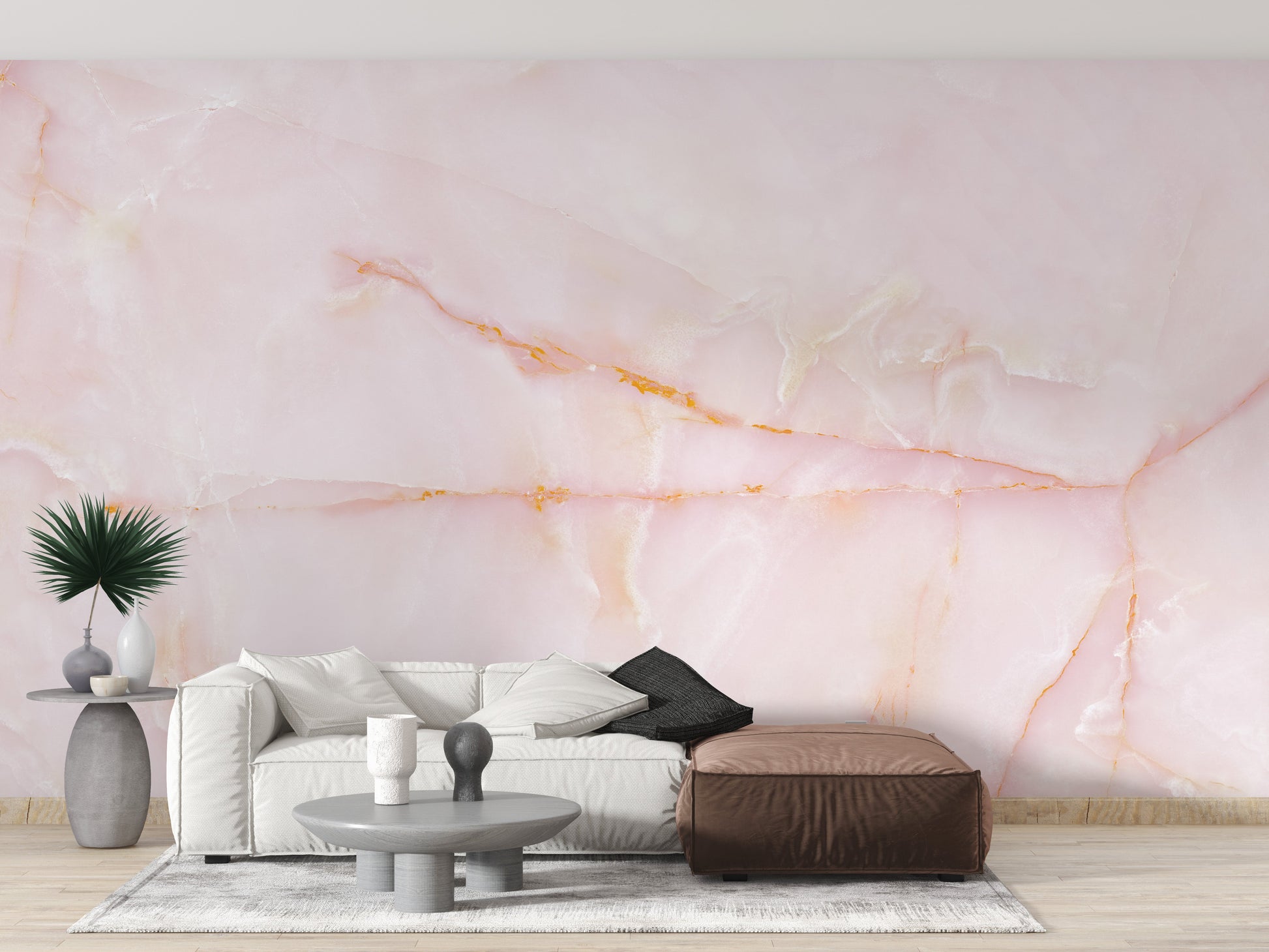 Natural Smooth Pink Onyx Marble Stone Wallpaper Murals - Giffywalls