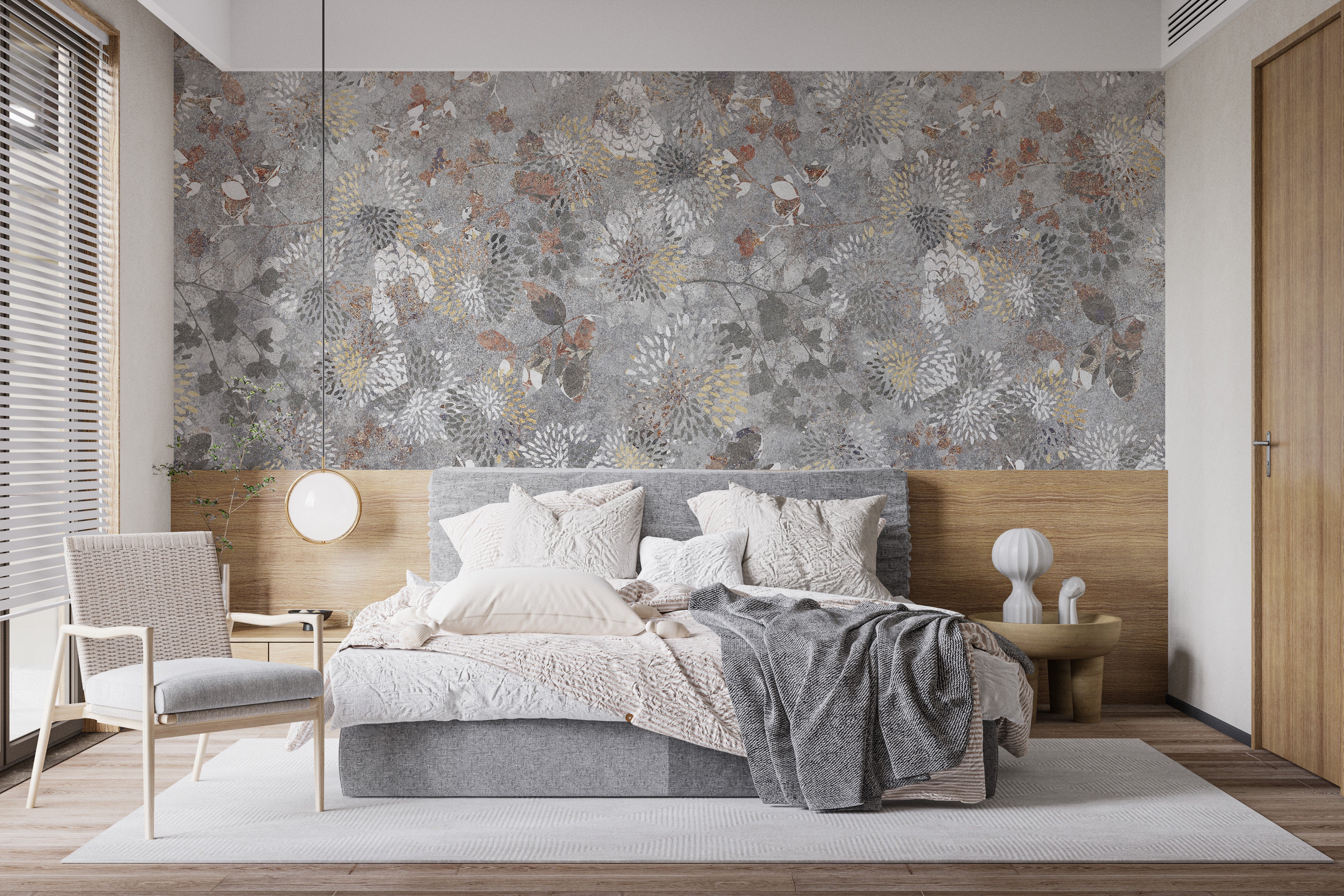 Stunning floral wallpaper mural with natural elements.