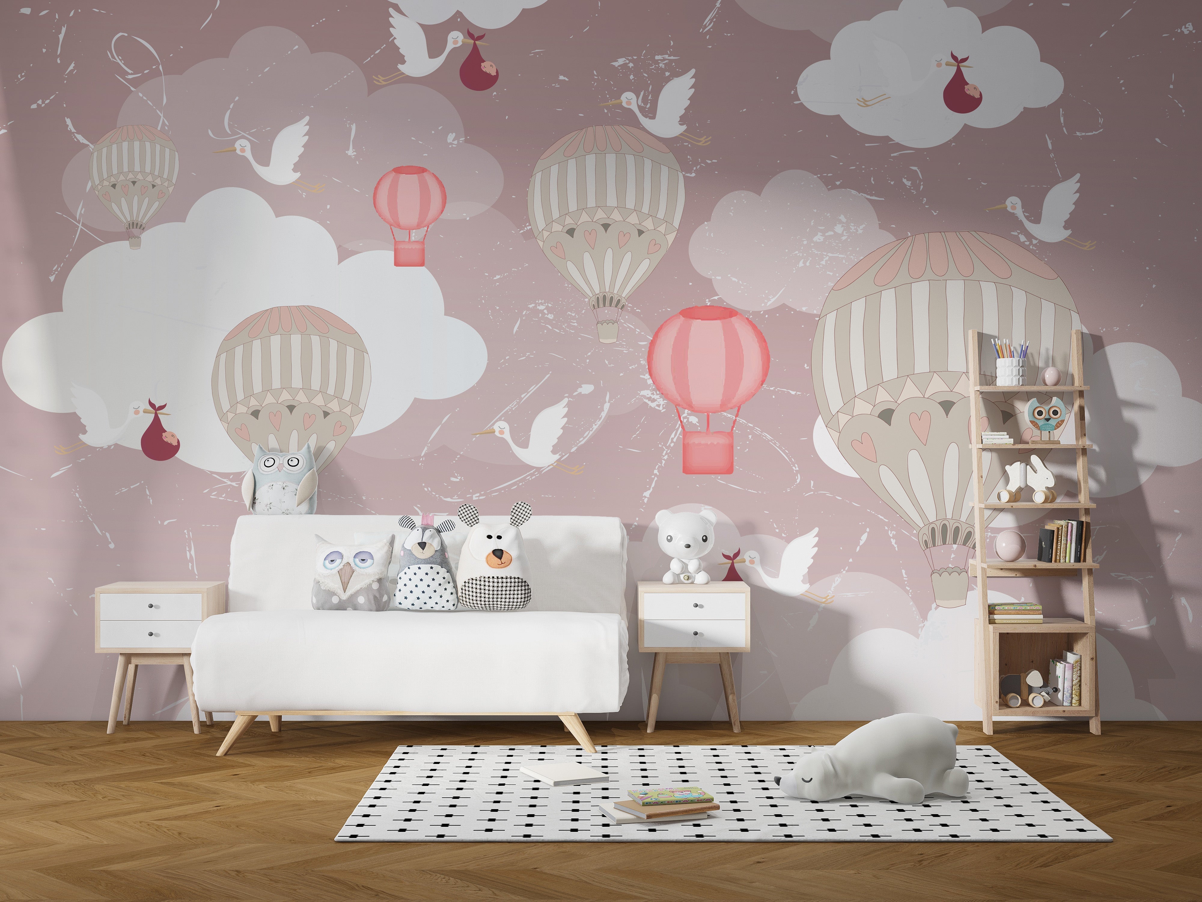 3D Hot Air Balloon Wallpaper Mural - Giffywalls