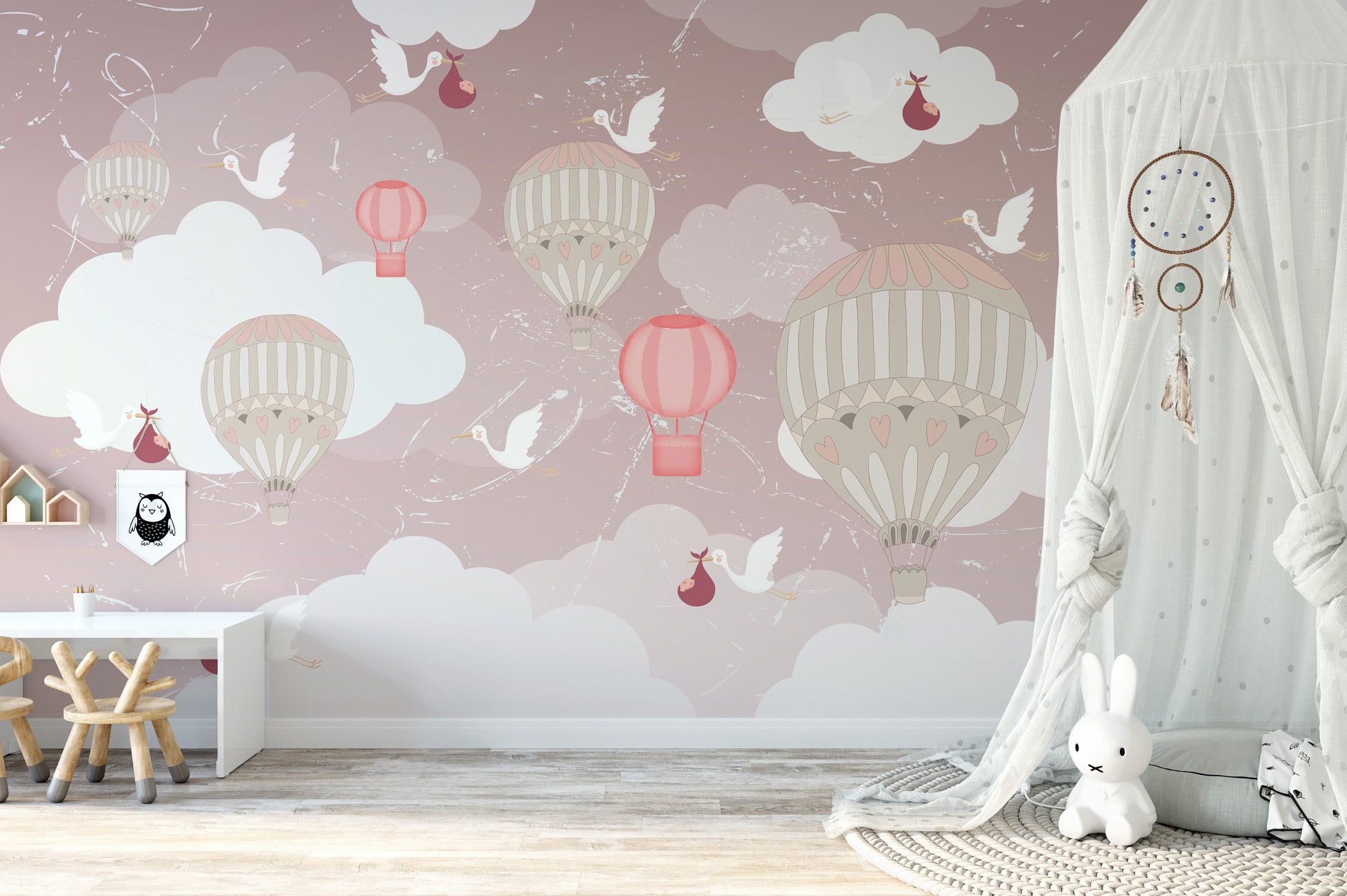 3D Hot Air Balloon Wallpaper Mural - Giffywalls