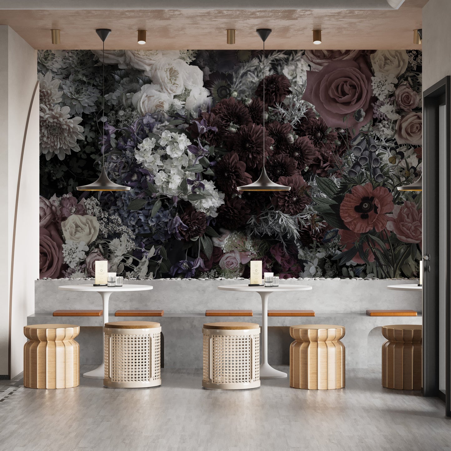 Dark Floral Wallpaper Mural - Giffywalls