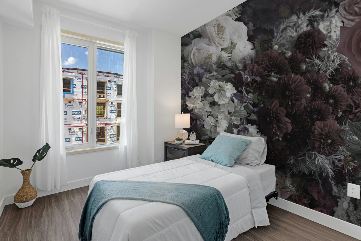 Dark Floral Wallpaper Mural - Giffywalls