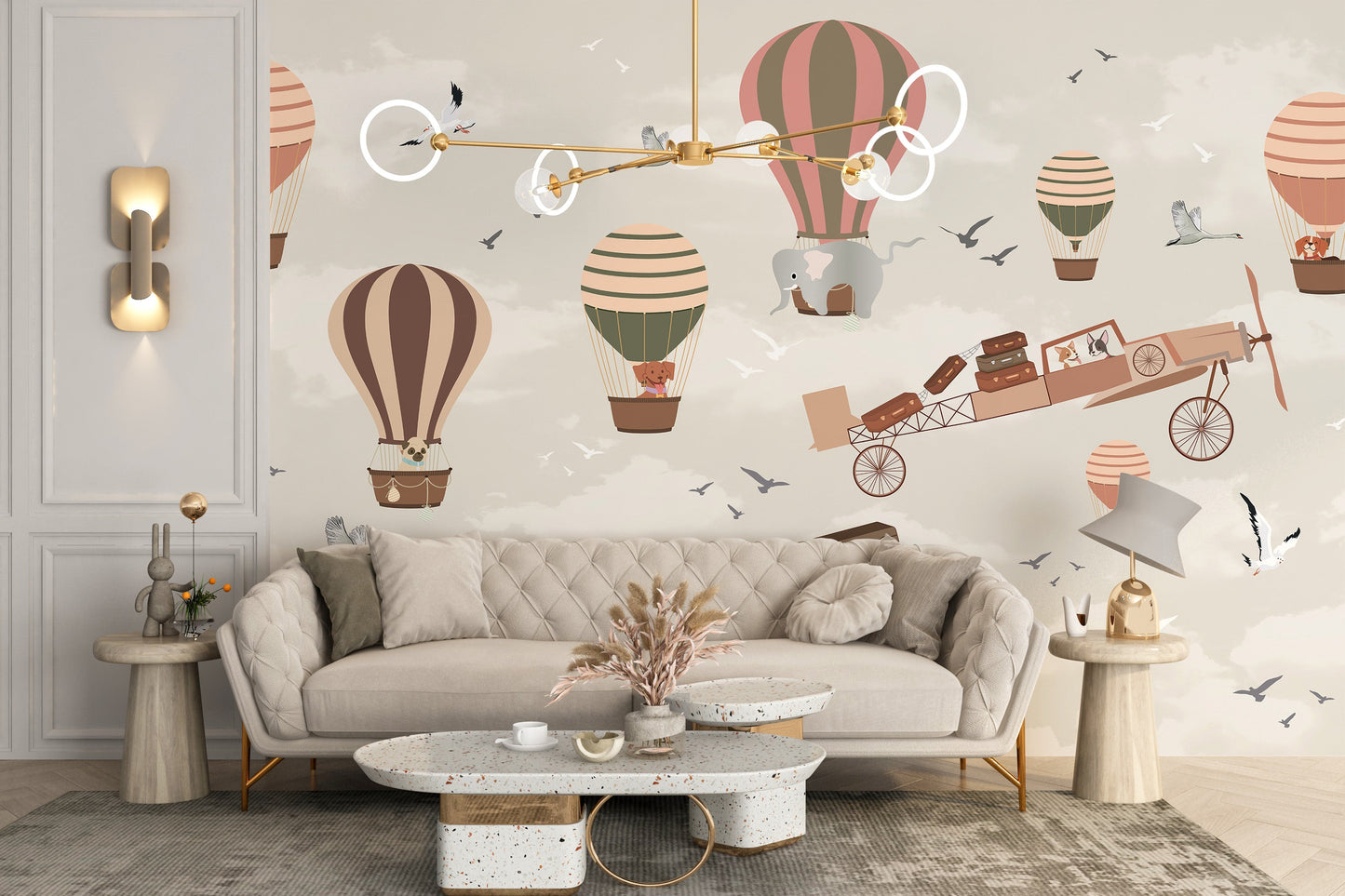 Whimsical Sky High Adventure Mural - Giffywalls