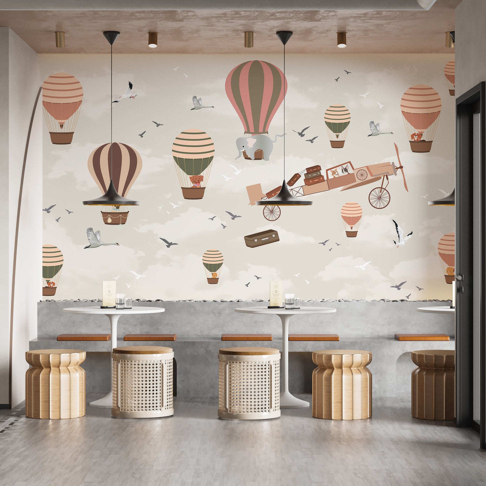 Whimsical Sky High Adventure Mural - Giffywalls