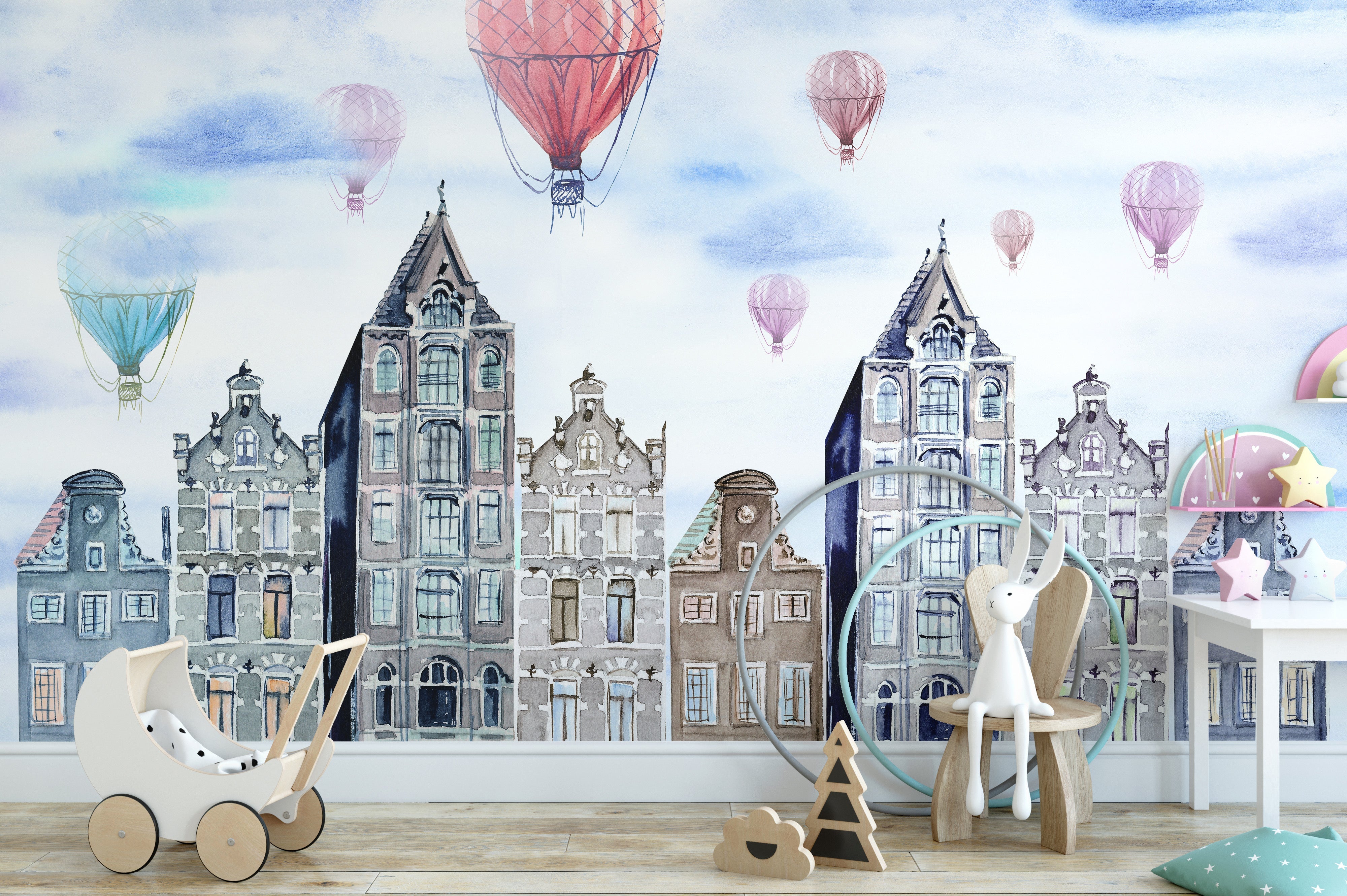 Watercolor Amsterdam Wallpaper Mural - Giffywalls