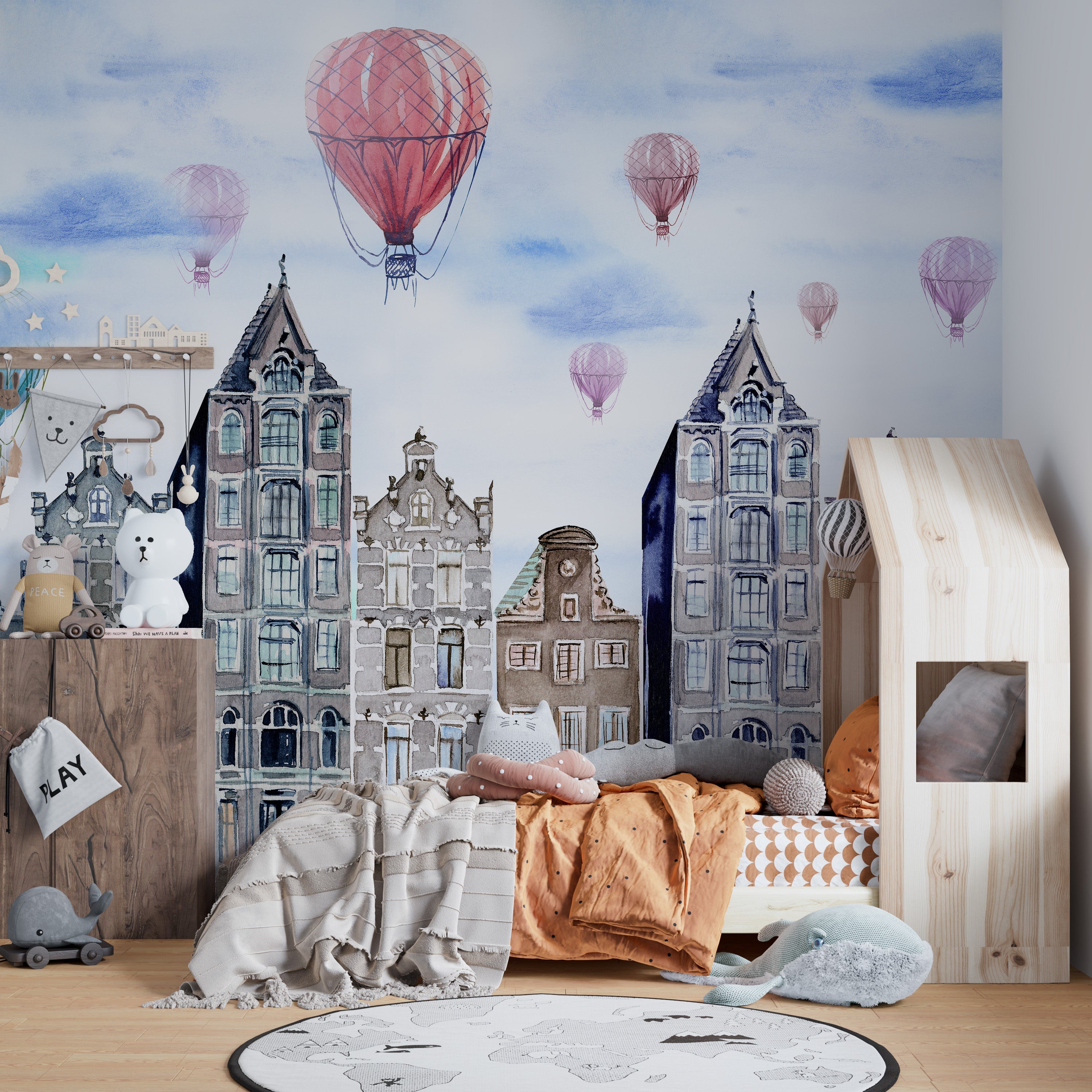 Watercolor Amsterdam Wallpaper Mural - Giffywalls