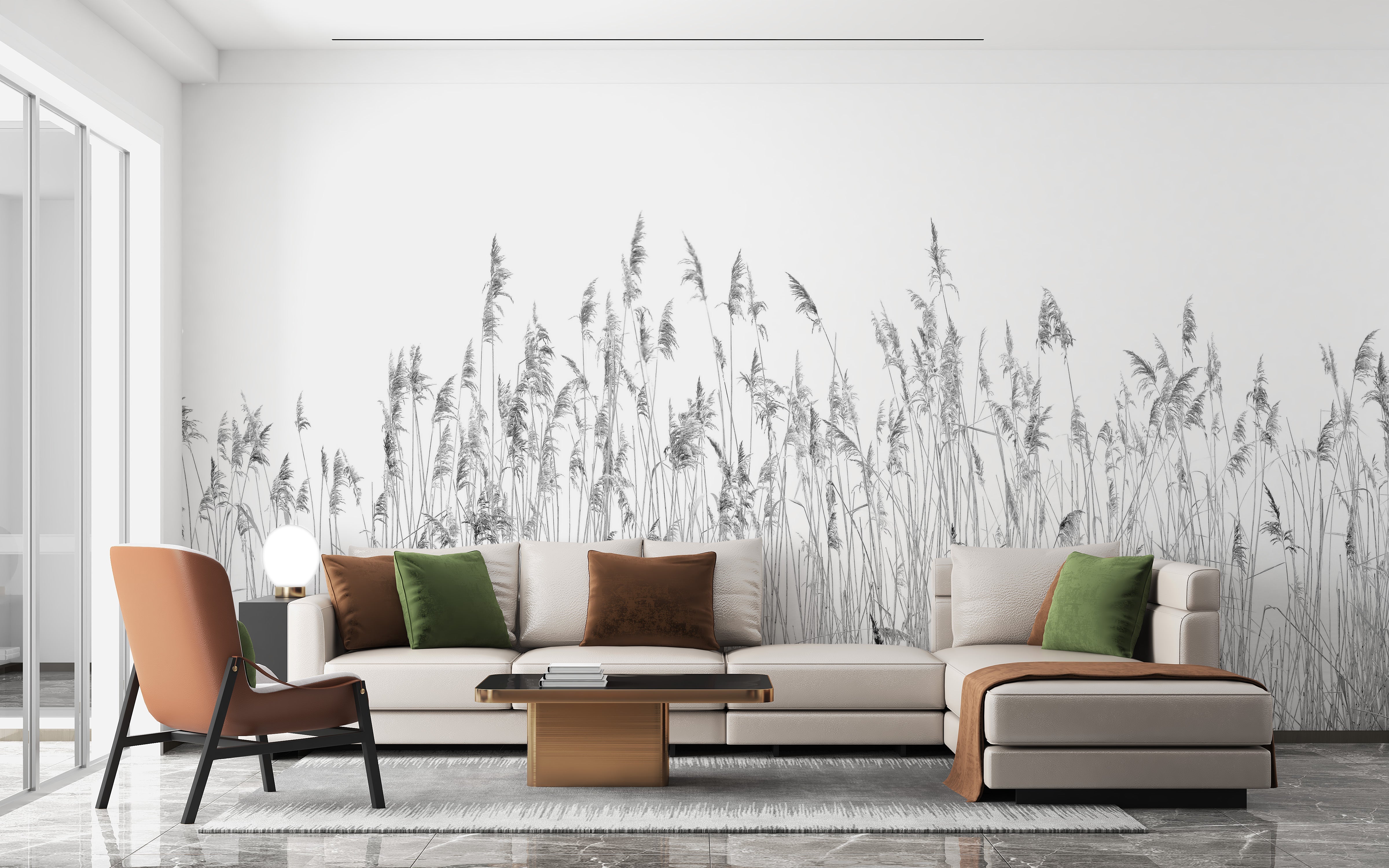 Gray Canebrake Wallpaper Mural - Giffywalls