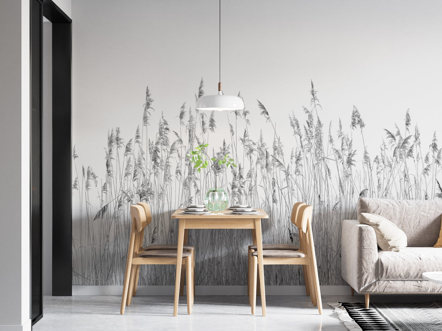 Gray Canebrake Wallpaper Mural - Giffywalls