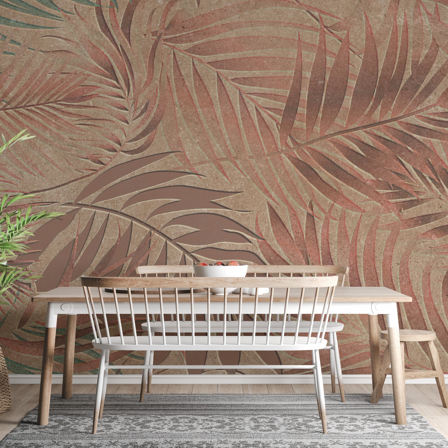 Tropical Copper Leaves Wallpaper Murals - Giffywalls