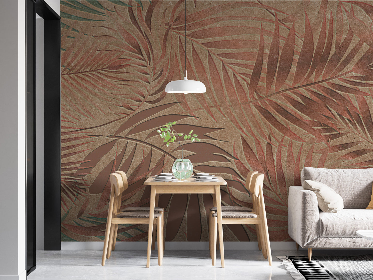 Tropical Copper Leaves Wallpaper Murals - Giffywalls