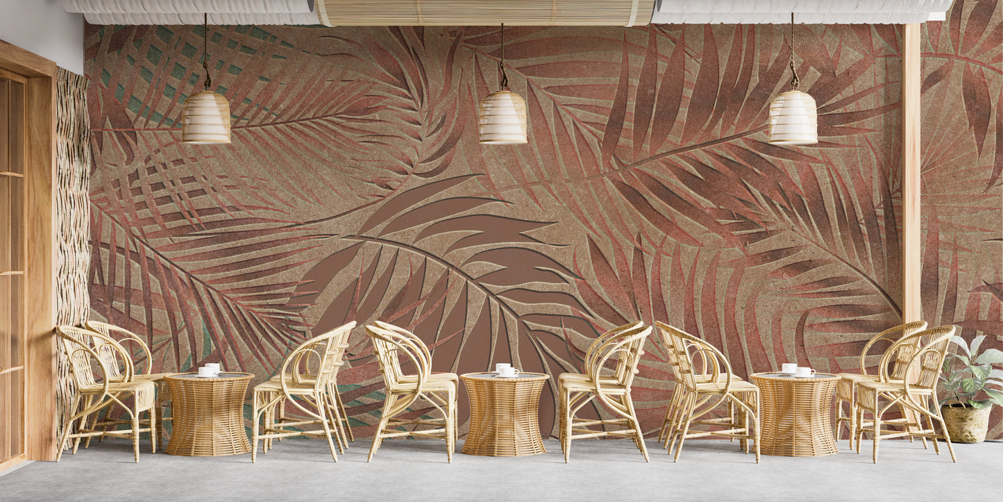 Tropical Copper Leaves Wallpaper Murals - Giffywalls