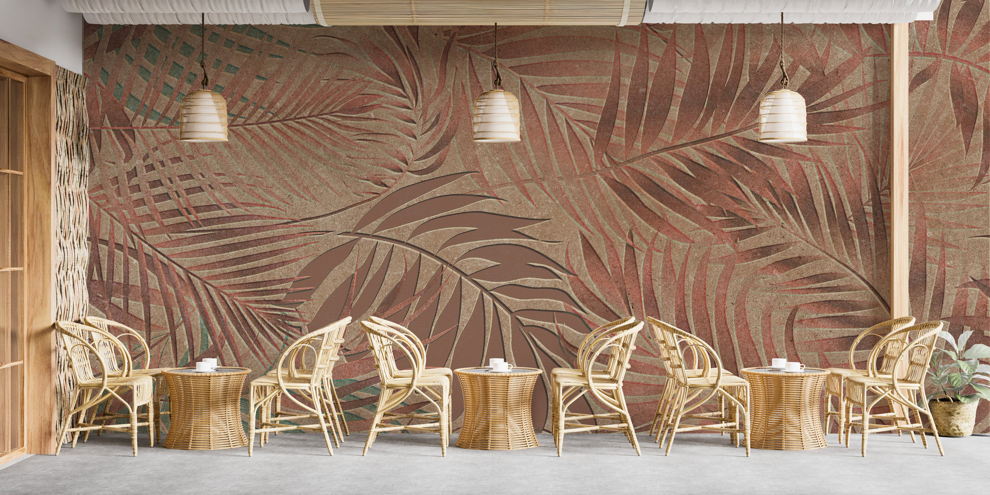 Tropical Copper Leaves Wallpaper Murals - Giffywalls