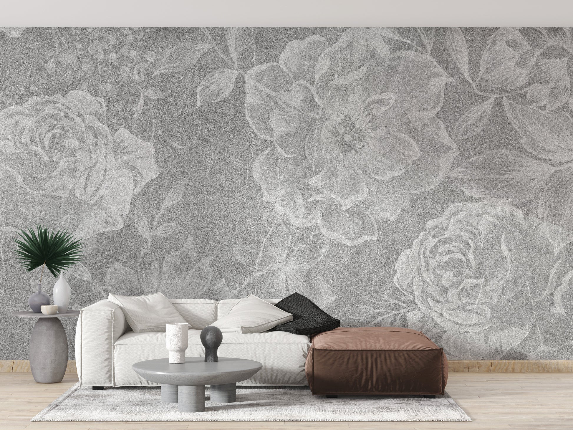 Flowers with old white Wall wallpaper - Giffywalls