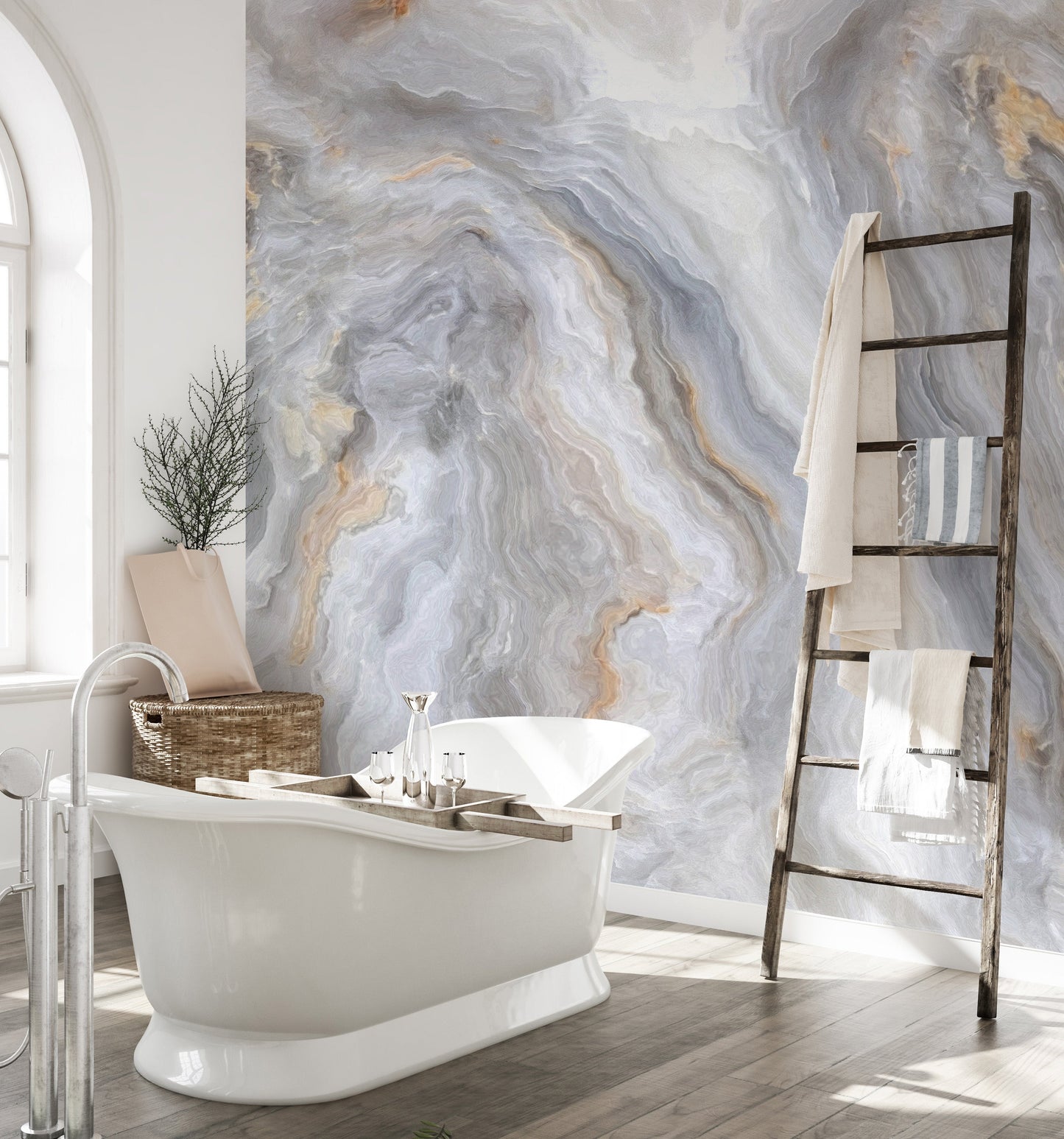 Grey Curly Marble Wallpaper Murals - Giffywalls