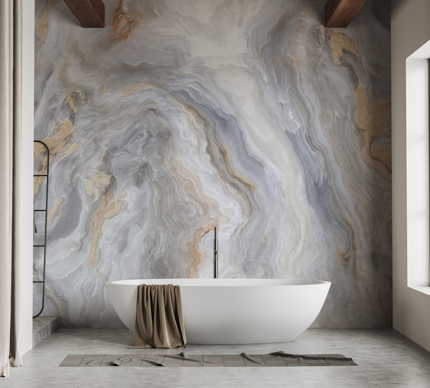 Grey Curly Marble Wallpaper Murals - Giffywalls