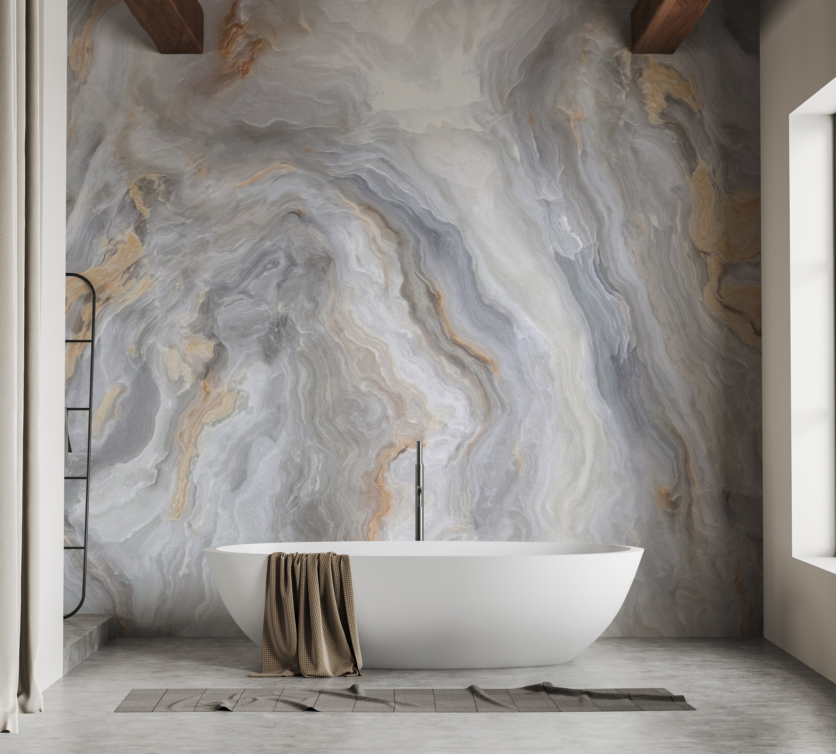 Grey Curly Marble Wallpaper Murals - Giffywalls