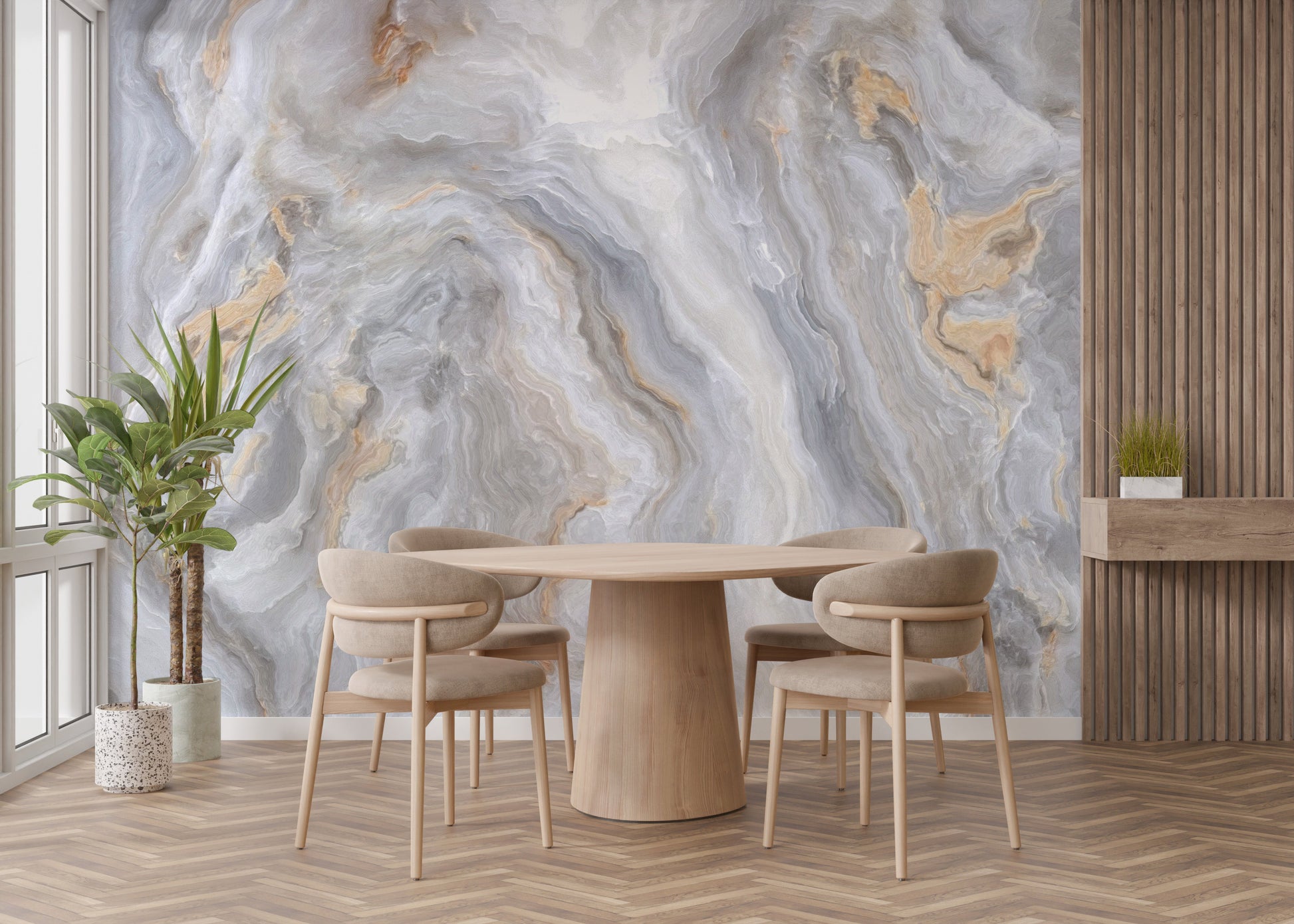 Grey Curly Marble Wallpaper Murals - Giffywalls