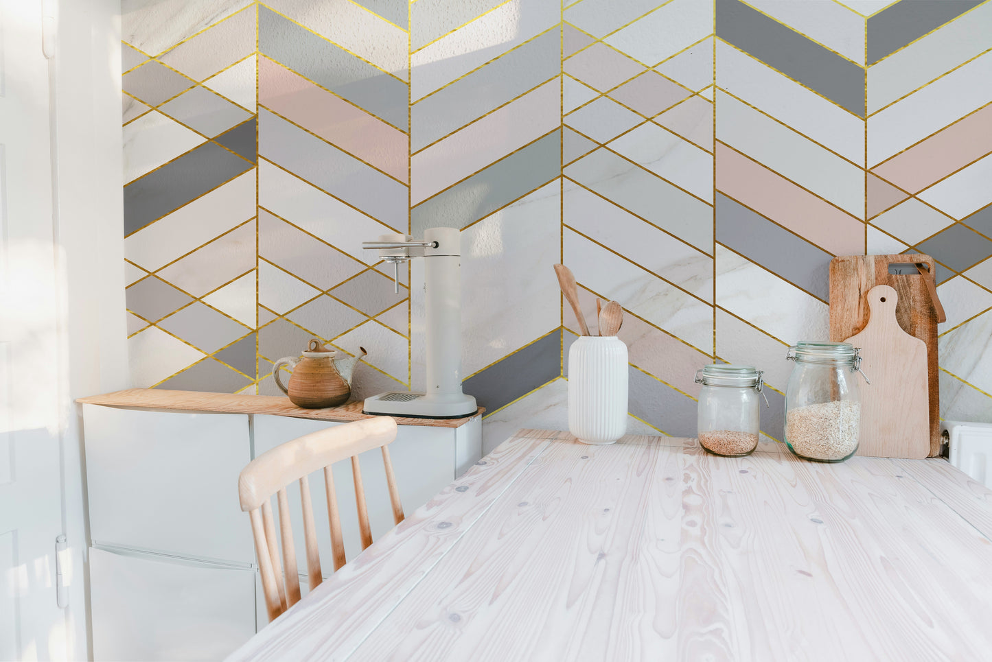 Geometric Shape Golden Effect Marble wallpaper murals - Giffywalls