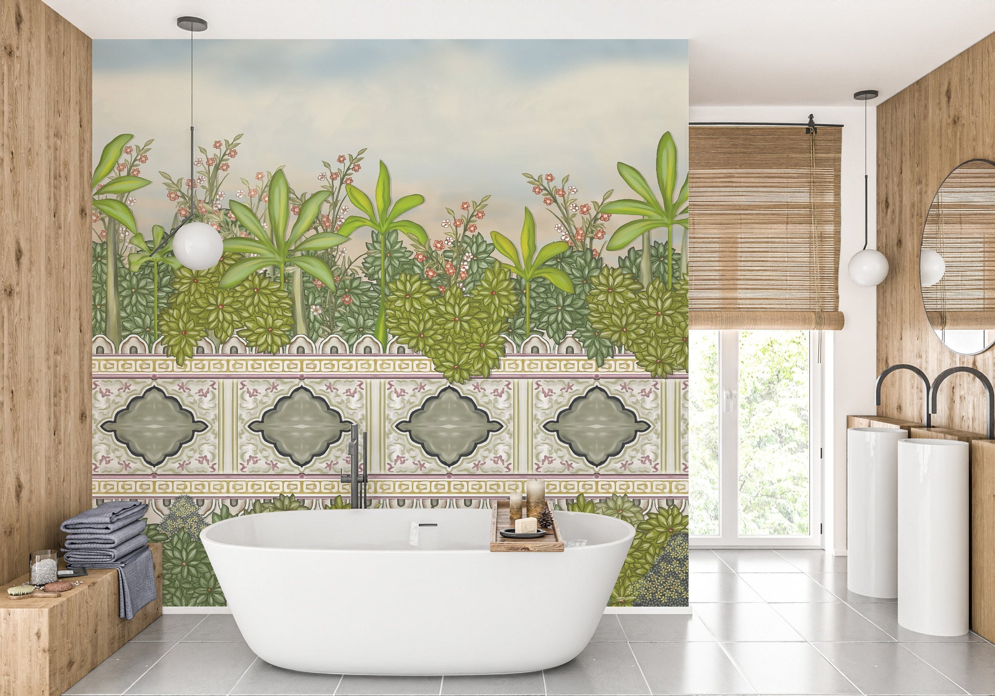 Palm Tropical Tree Royal Garden Green Wallpaper Murals - Giffywalls