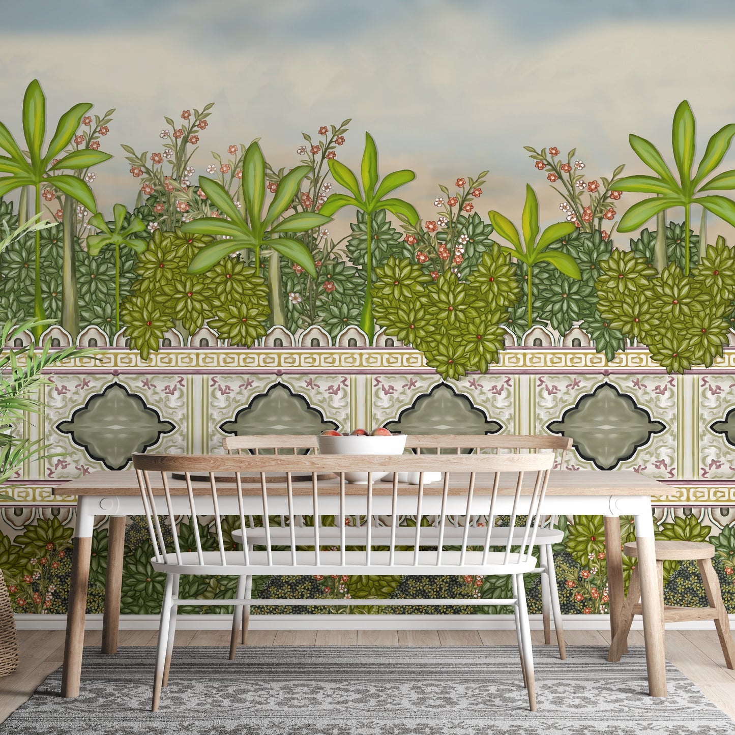 Tropical garden mural