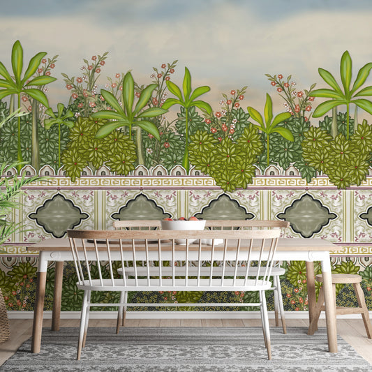 Tropical garden mural