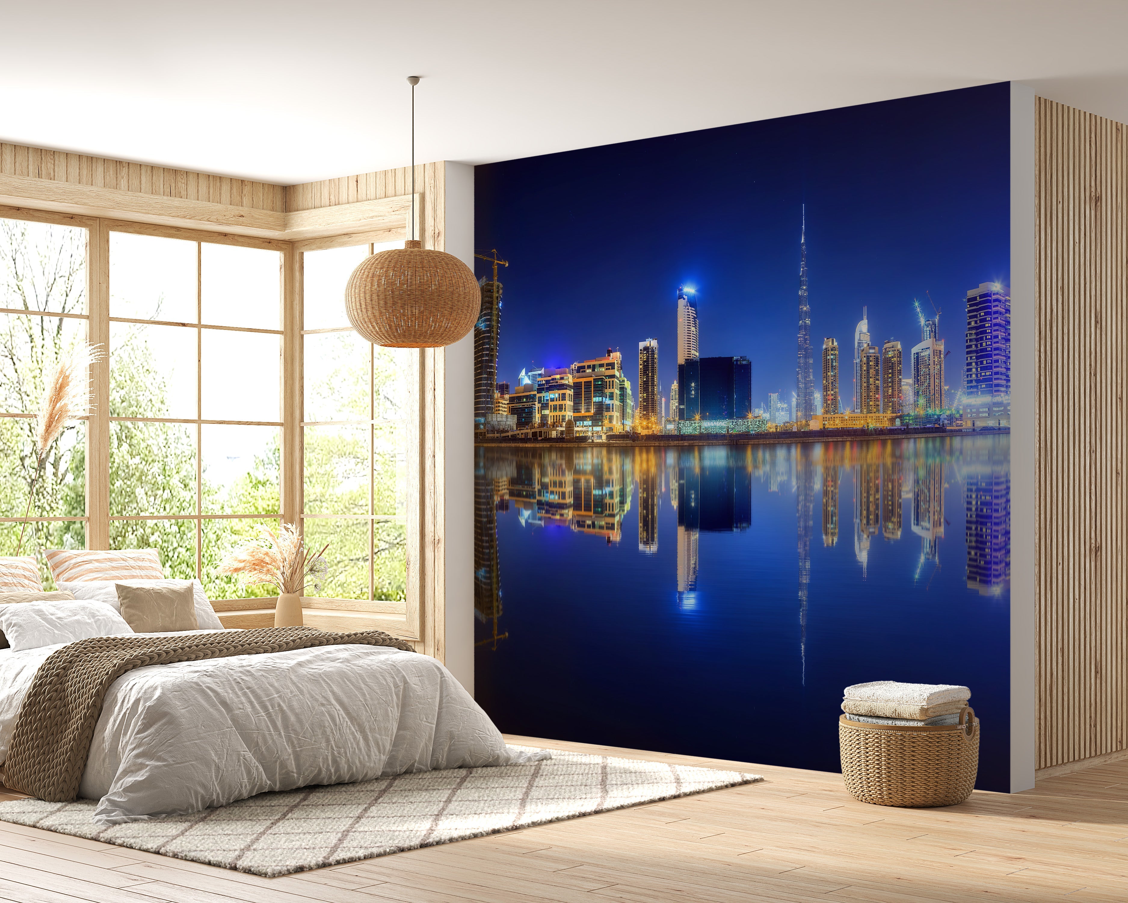 Vibrant Dubai night cityscape wallpaper