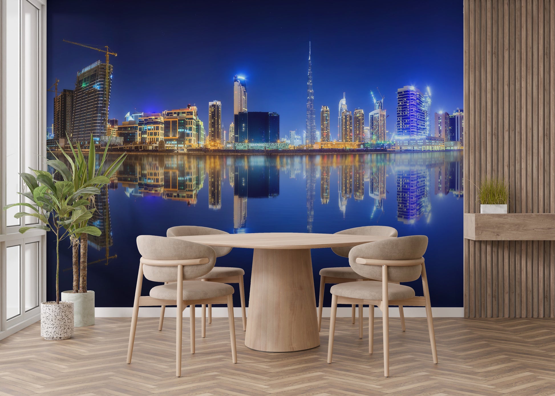 Panoramic Dubai in Night Wallpaper Murals - Giffywalls