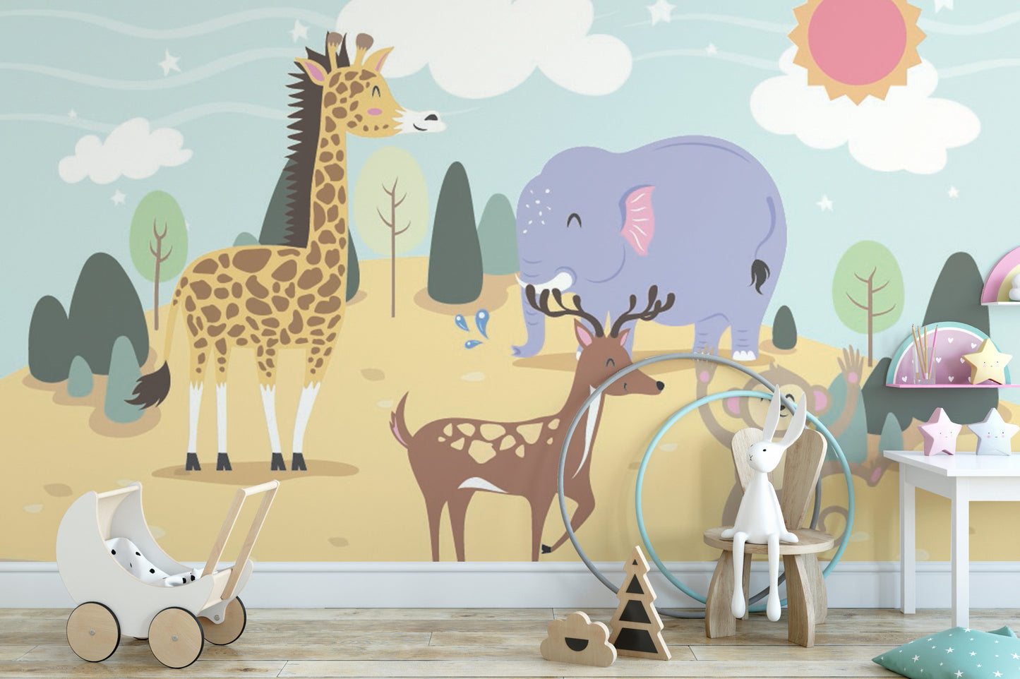 Nature-inspired safari wallpaper for little explorers