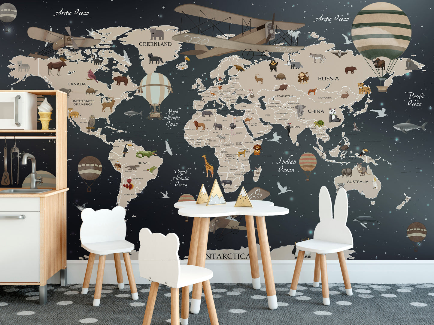 Safari vibes with animal map wallpaper