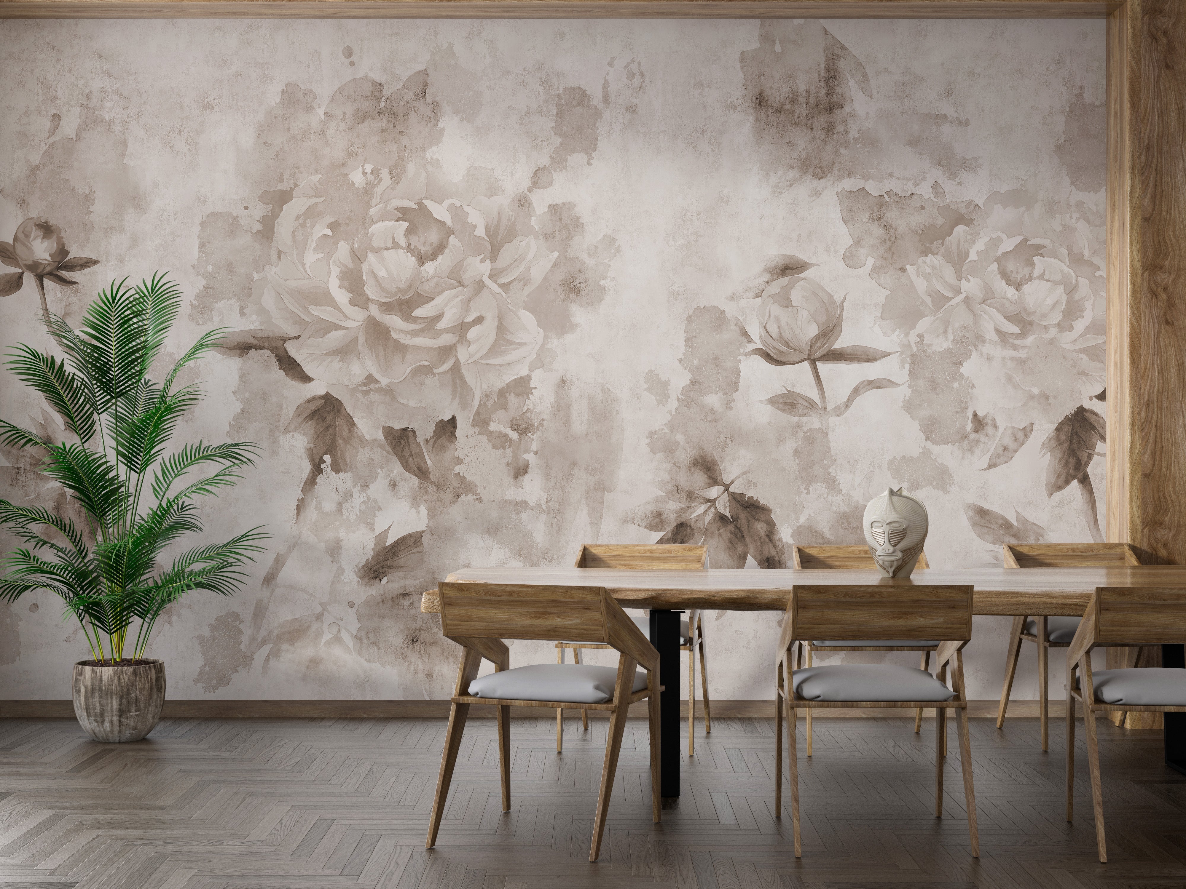 Sepia Color Peonies Flower Wallpaper - Giffywalls